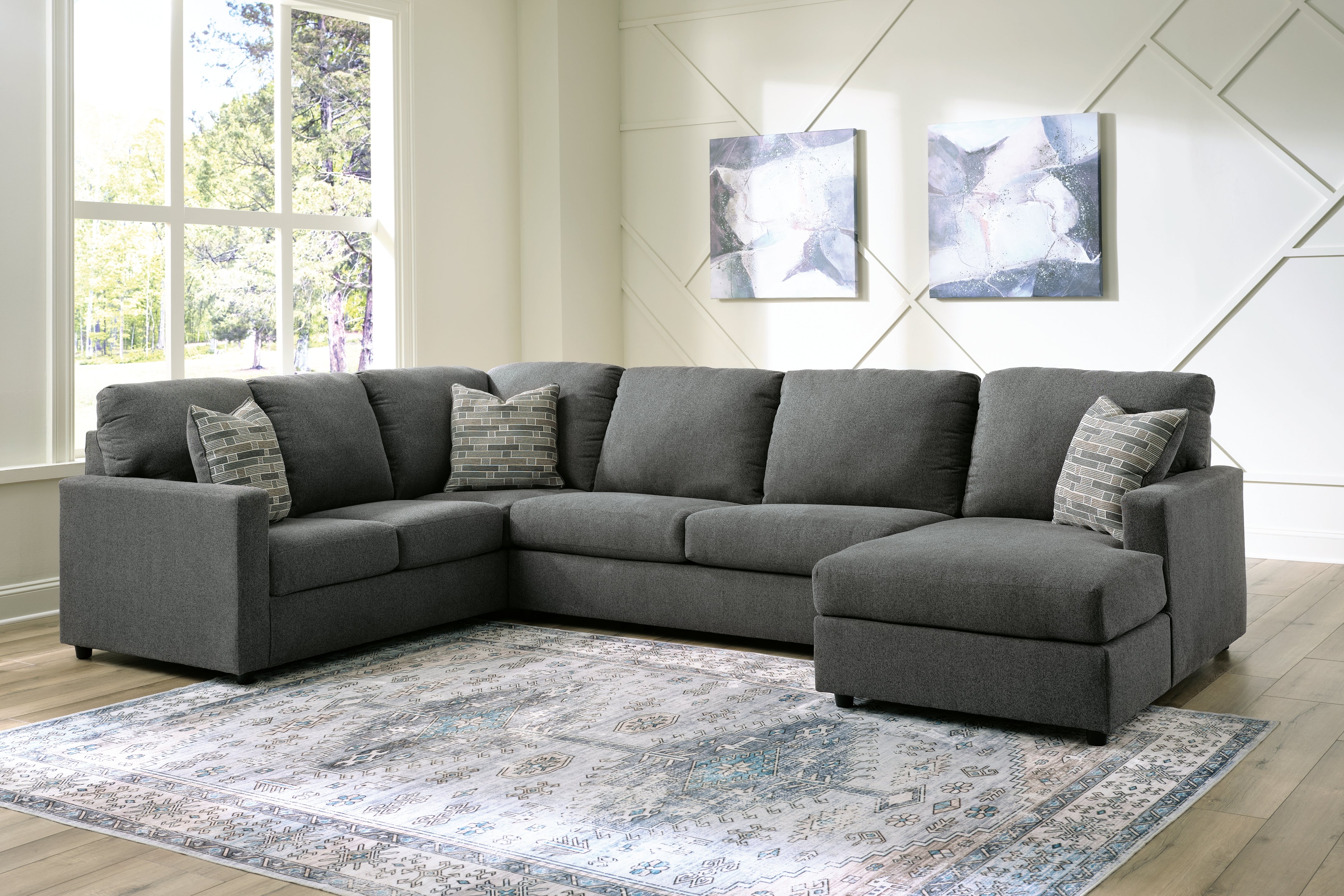 Elite Furniture Outlet - Ashley Furniture - Edenfield Sectional - LAF 3-Piece Sectional with Chaise / Charcoal - 29003S2