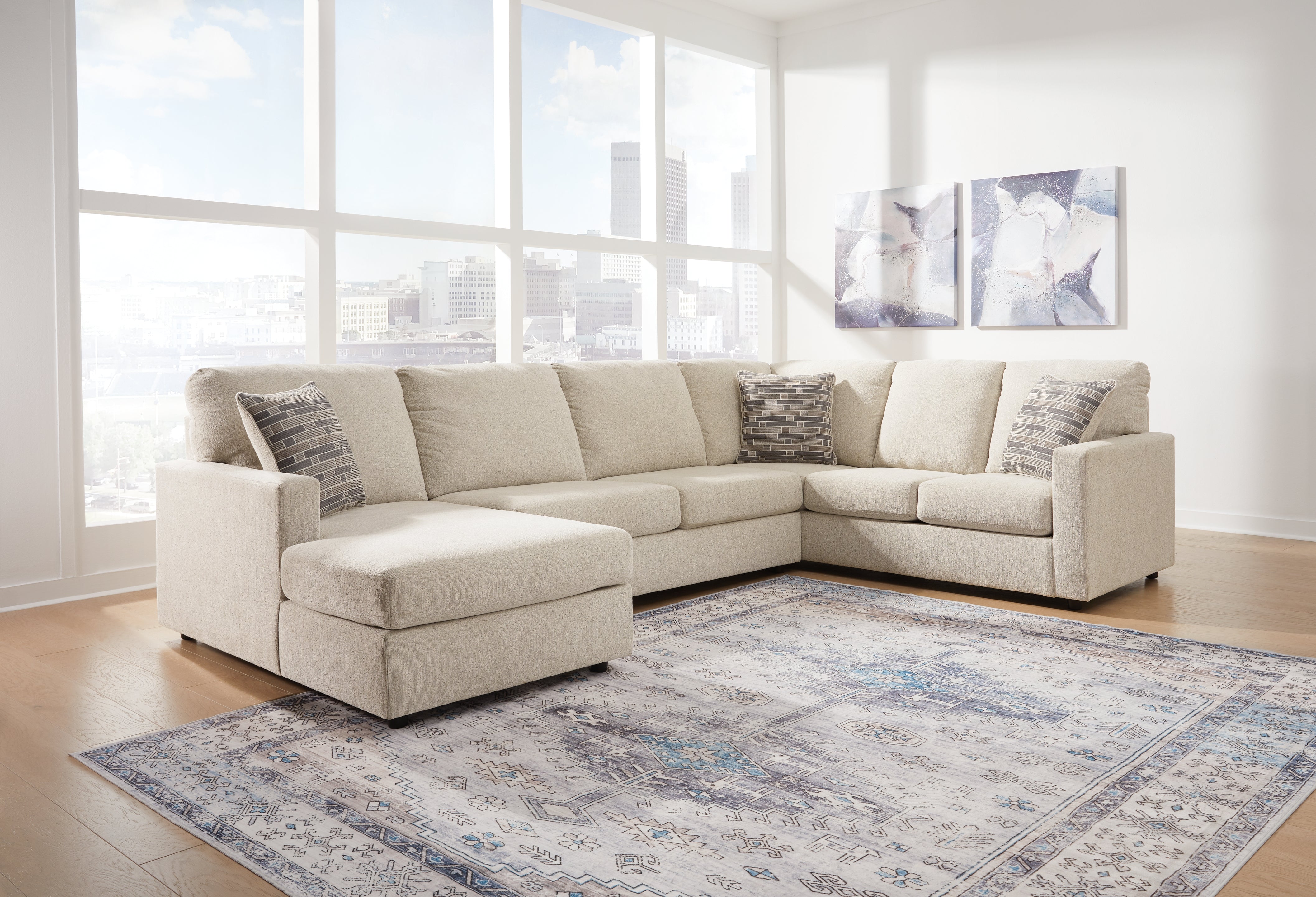 Elite Furniture Outlet - Ashley Furniture - Edenfield Sectional - RAF 3-Piece Sectional with Chaise / Linen - 29004S1