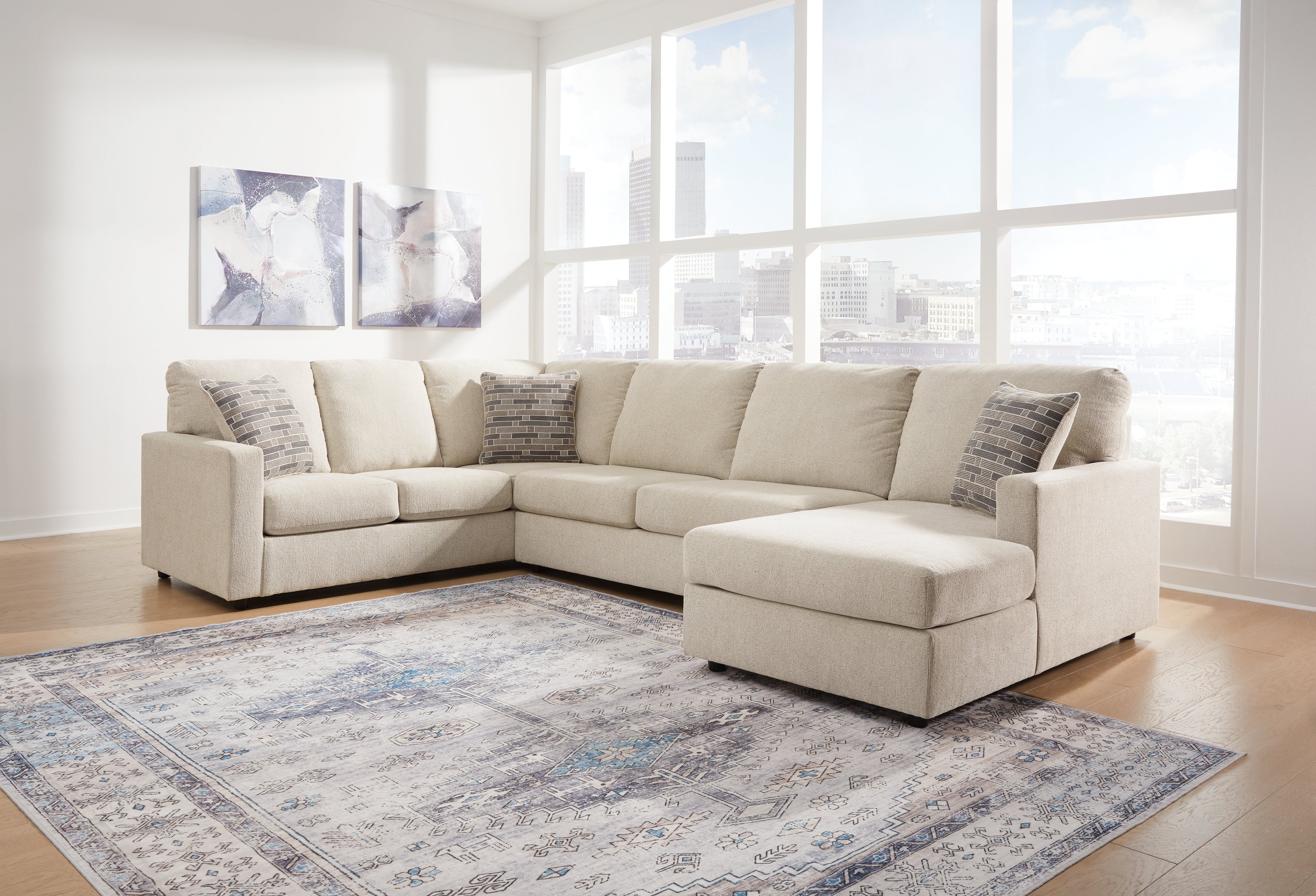 Elite Furniture Outlet - Ashley Furniture - Edenfield Sectional - LAF 3-Piece Sectional with Chaise / Linen - 29004S2