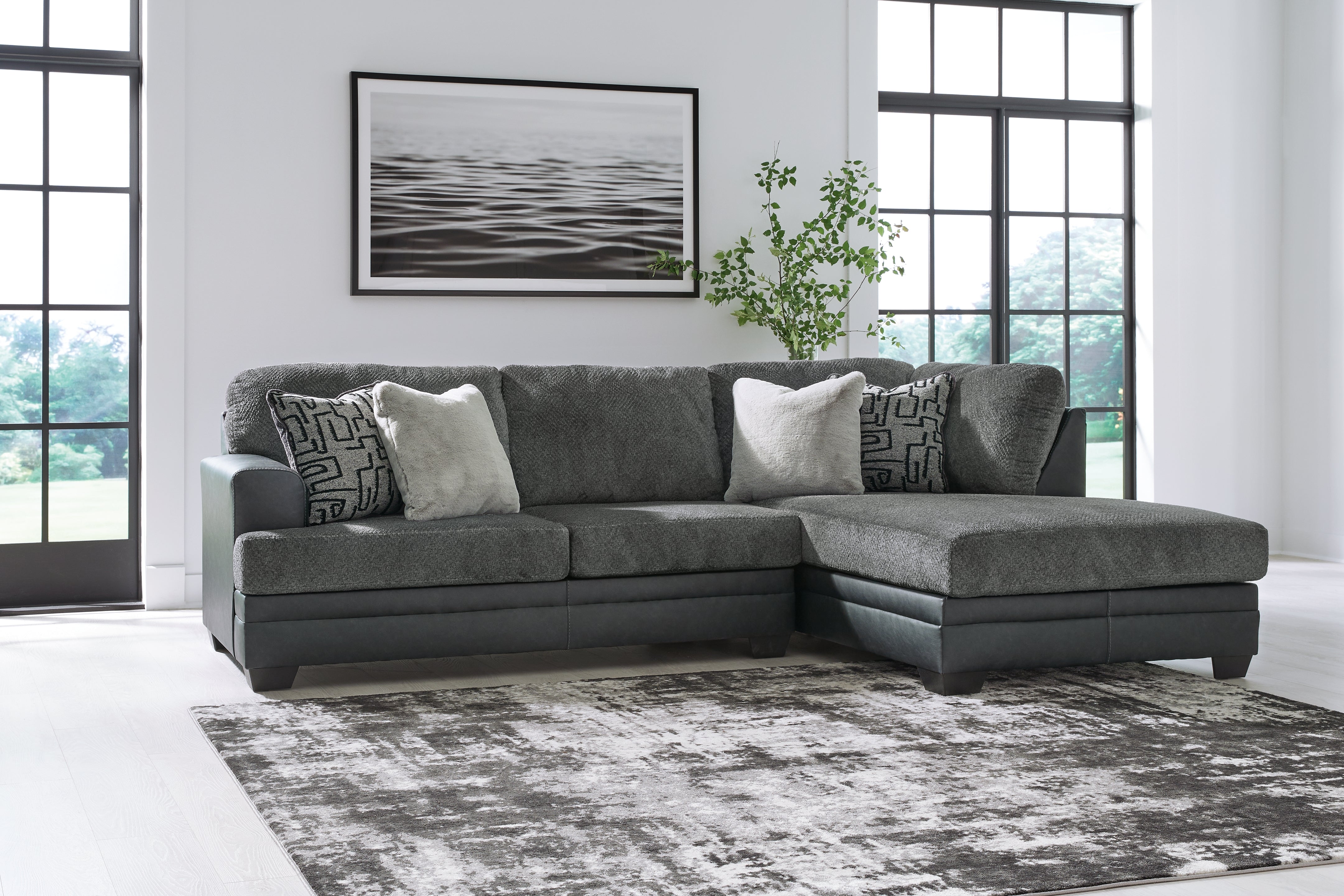 Elite Furniture Outlet - Ashley Furniture - Brixley Pier Sectional - LAF 2-Piece Sectional with Chaise / Graphite - 29906S2