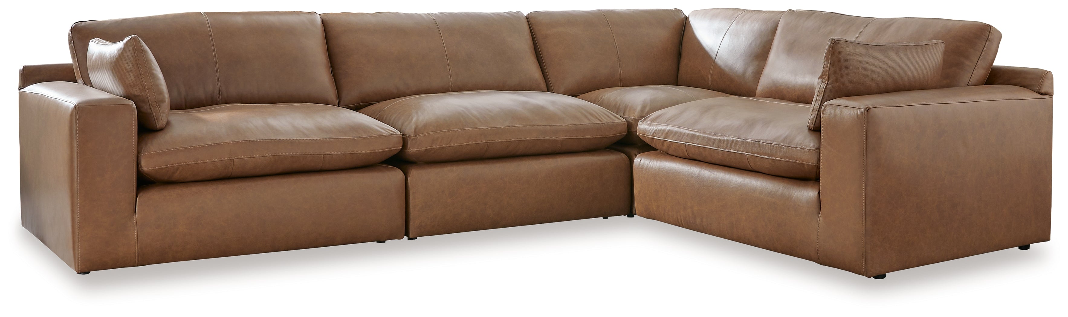 Elite Furniture Outlet - Ashley Furniture - Emilia Sectional - RAF 4-Piece Sectional / Caramel - 30901S3