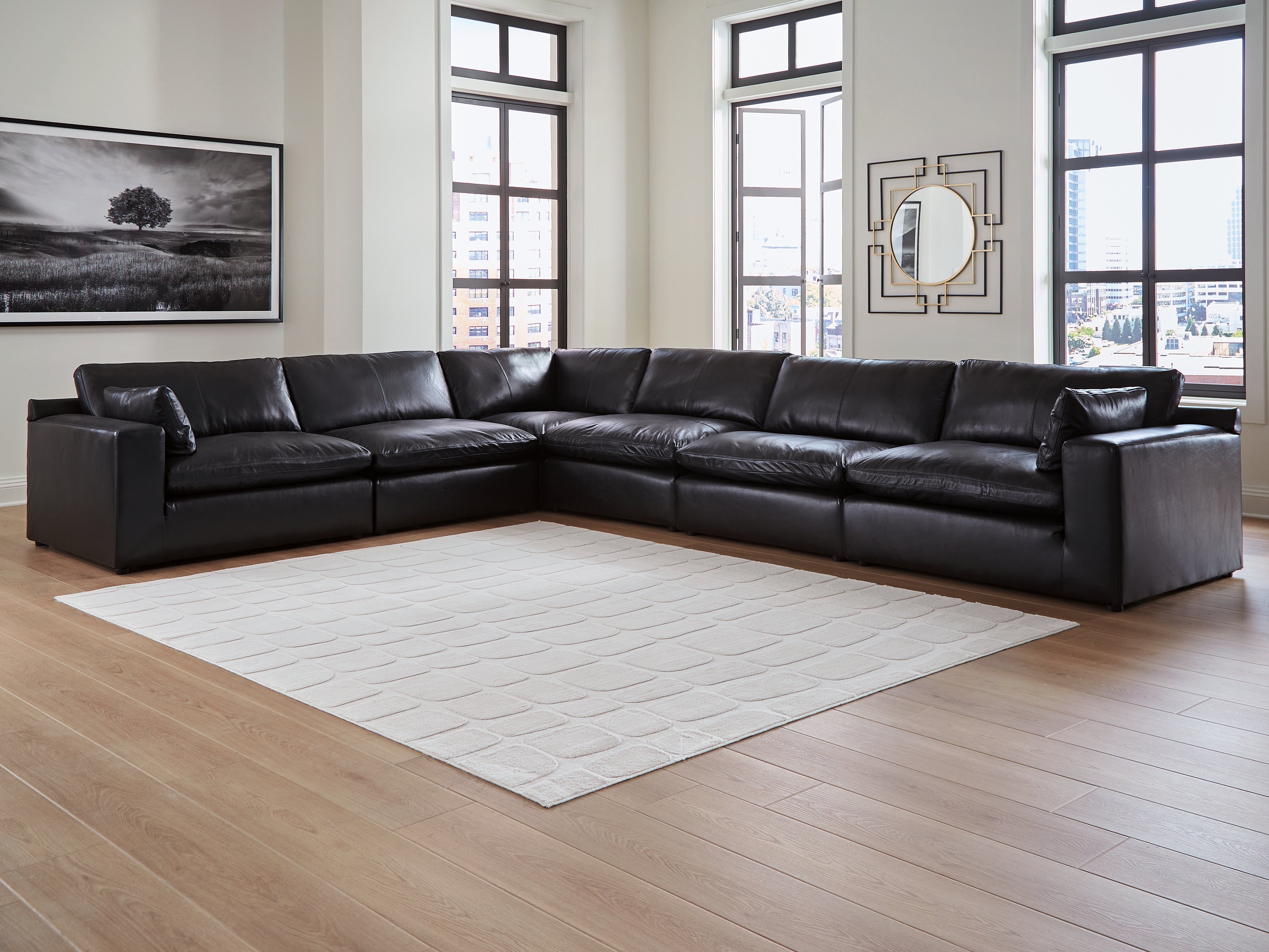 Elite Furniture Outlet - Ashley Furniture - Emilia Sectional - RAF 6-Piece Sectional / Black - 30902S5