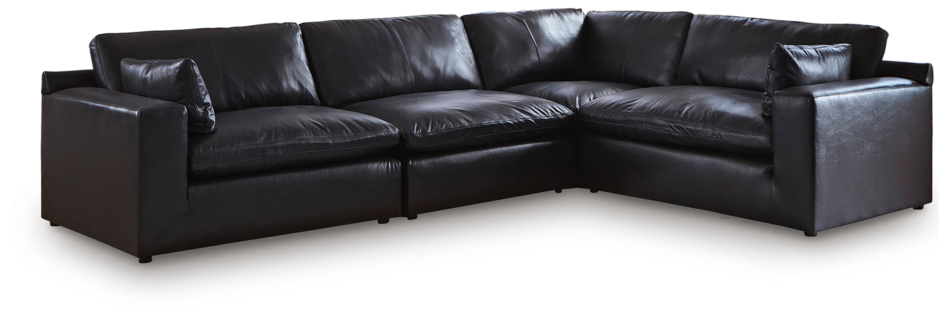 Elite Furniture Outlet - Ashley Furniture - Emilia Sectional - RAF 4-Piece Sectional / Black - 30902S3