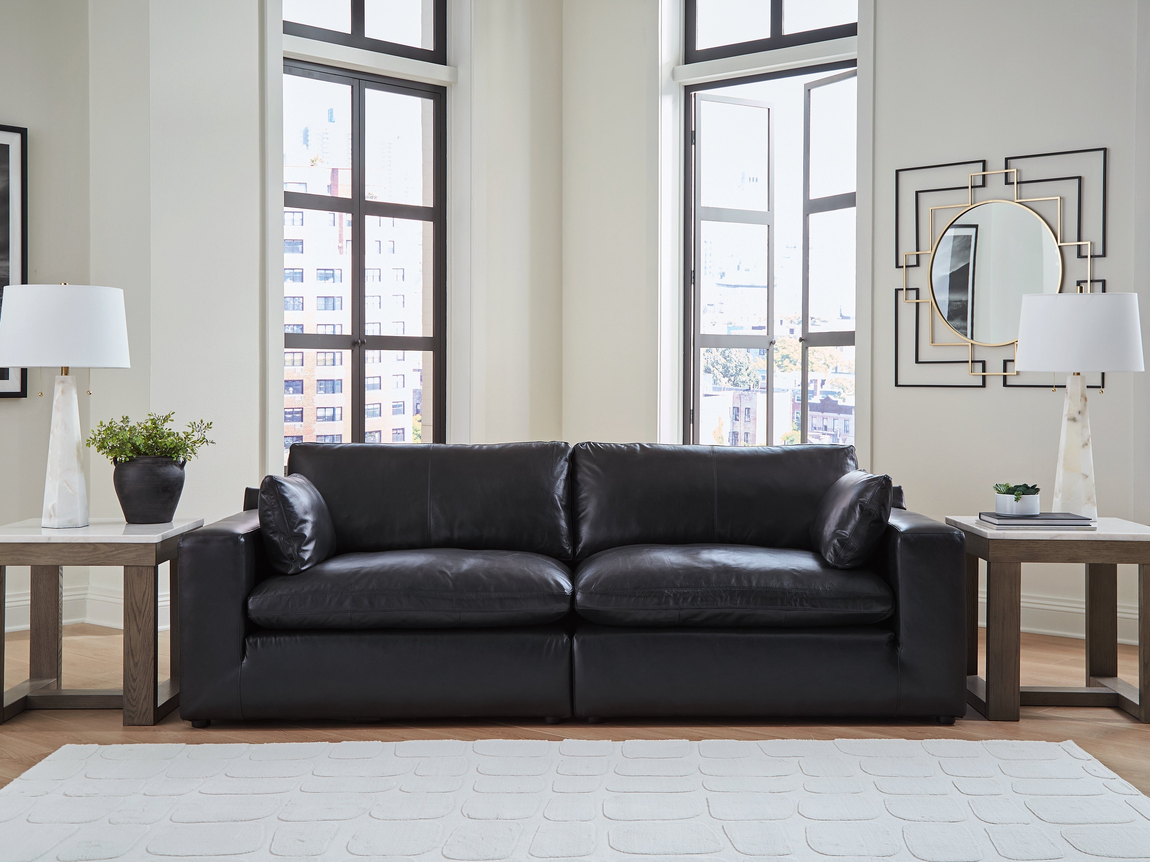 Elite Furniture Outlet - Ashley Furniture - Emilia Sectional - RAF 2-Piece Sectional Loveseat / Black - 30902S1