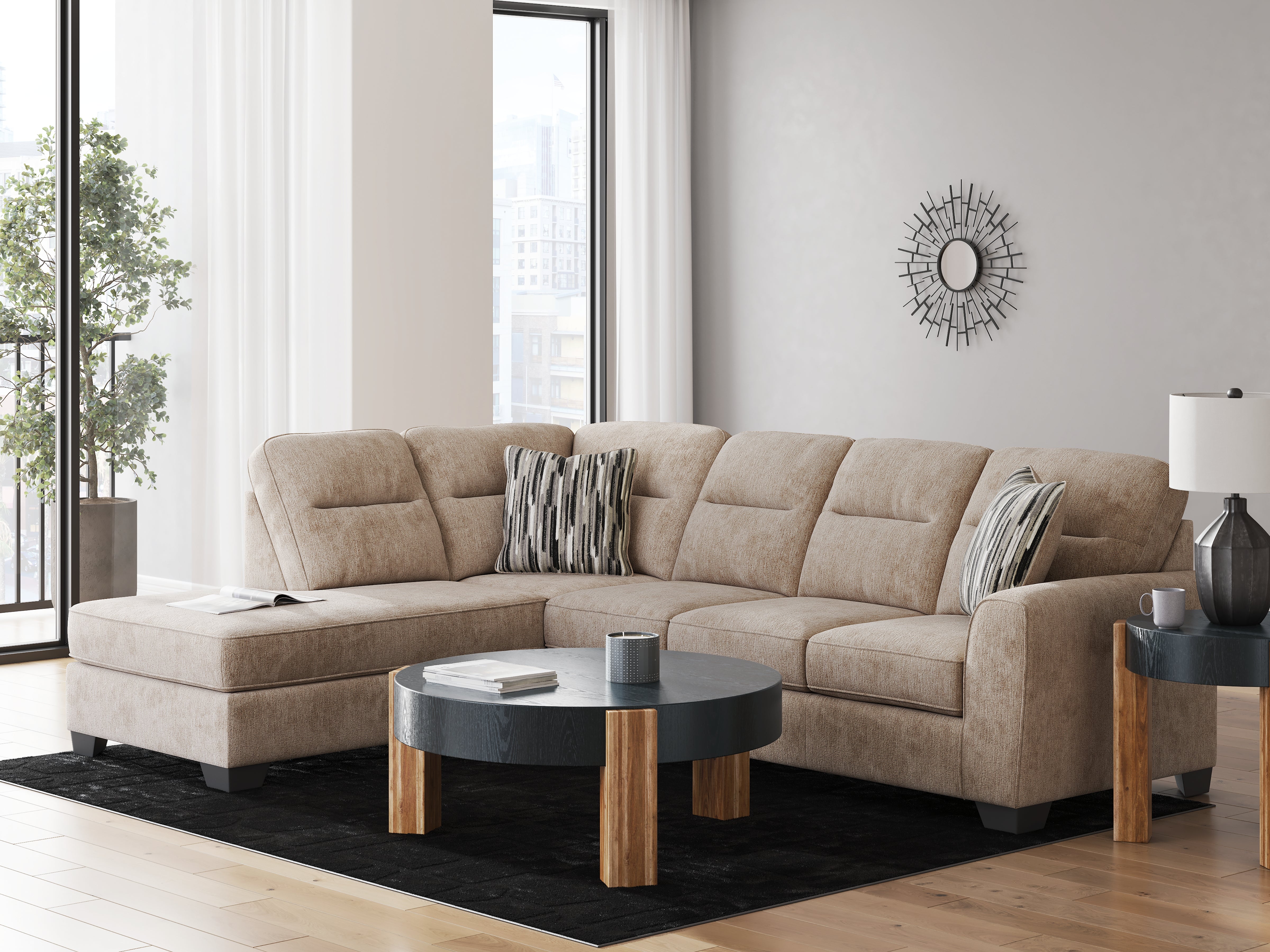 Elite Furniture Outlet - Ashley Furniture - Olten Sectional - RAF 2-Piece Sectional with Chaise / Mocha - 31304S1