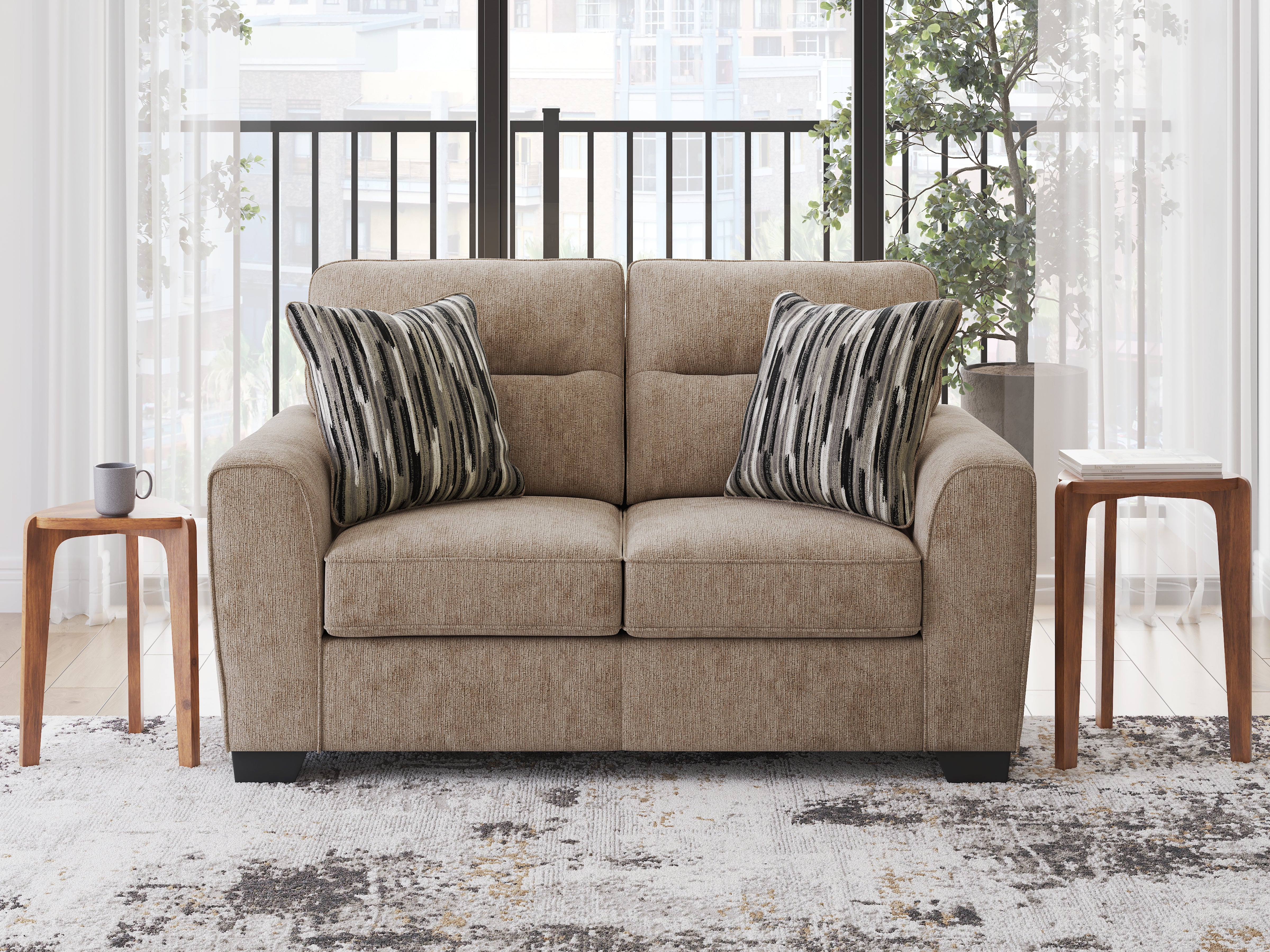 Elite Furniture Outlet - Ashley Furniture - Olten Living Room - Loveseat / Mocha - 3130435