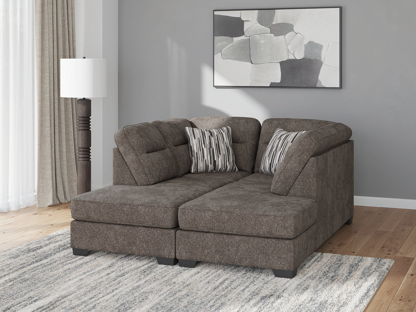 Elite Furniture Outlet - Ashley Furniture - Olten Sectional - RAF 2-Piece Super Chaise / Graphite - 31305S3
