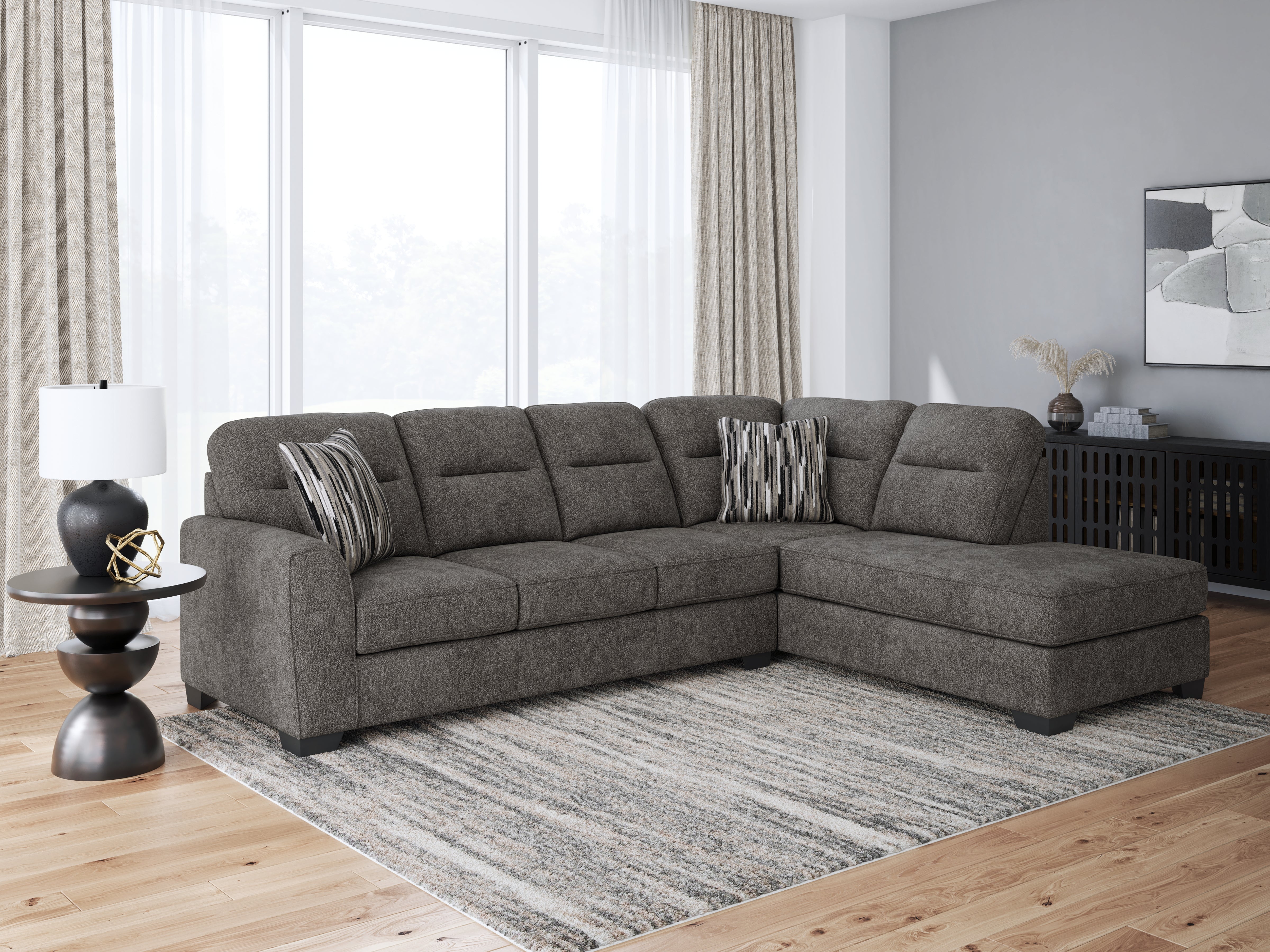 Elite Furniture Outlet - Ashley Furniture - Olten Sectional - LAF 2-Piece Sectional with Chaise / Graphite - 31305S2