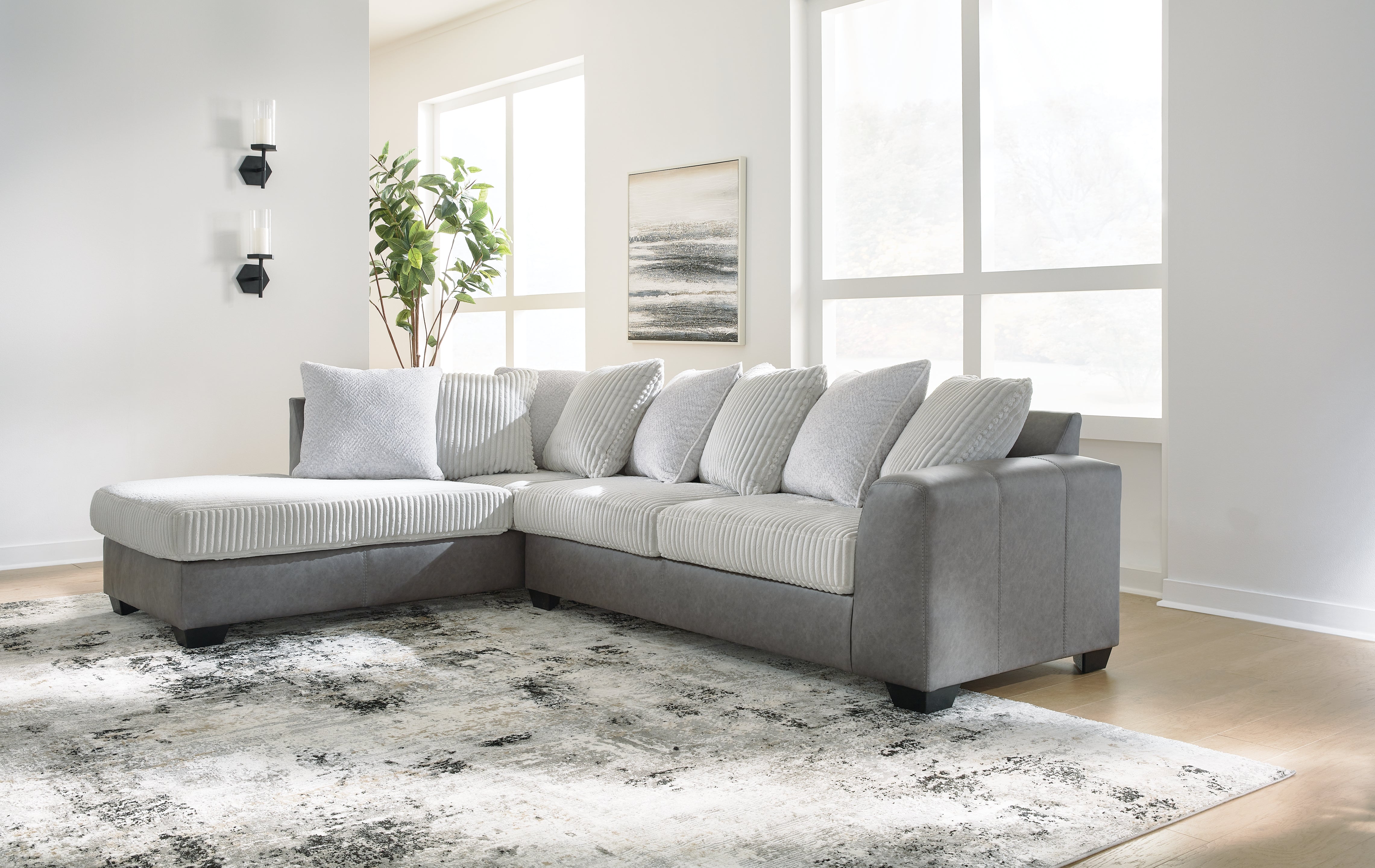 Elite Furniture Outlet - Ashley Furniture - Clairette Court Sectional - RAF 2-Piece Sectional with Chaise / Alloy - 31503S1