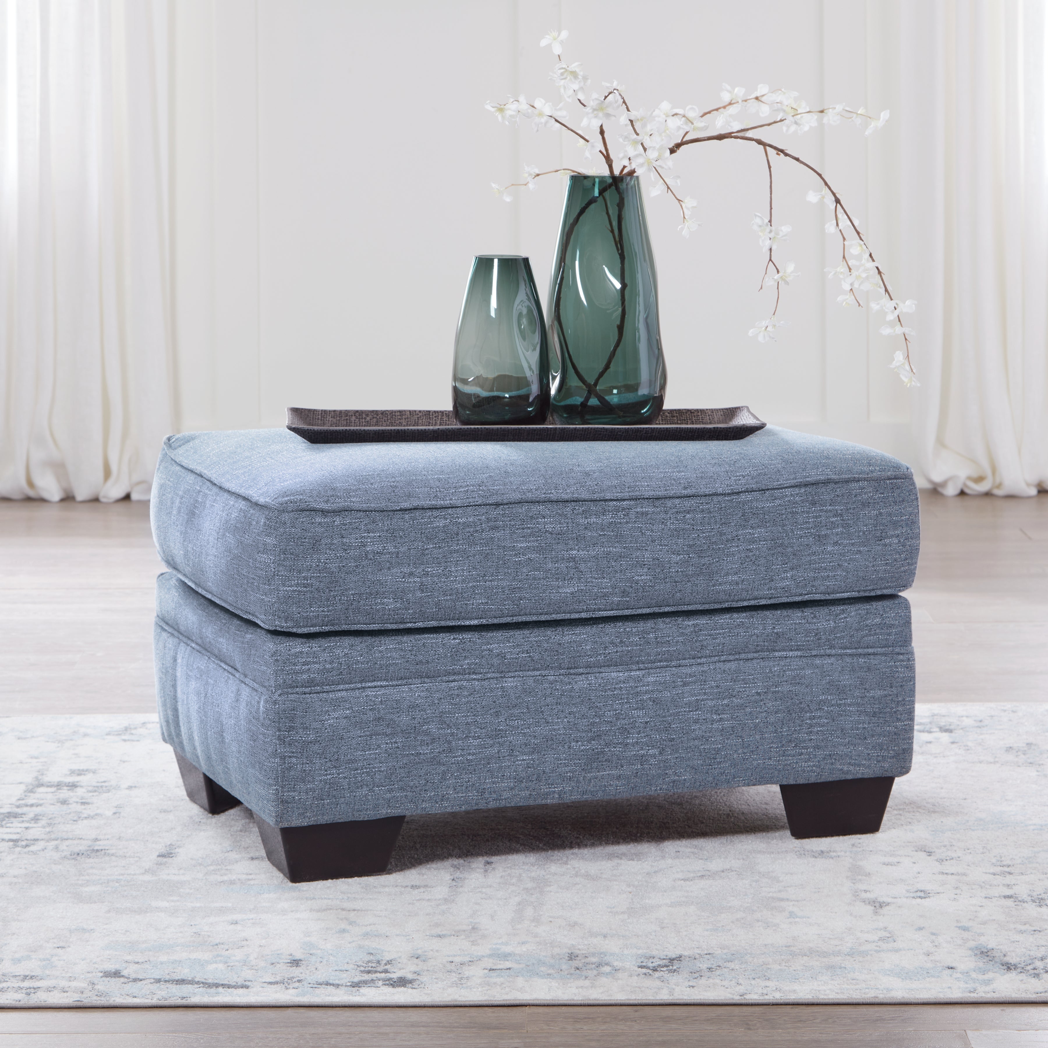 Elite Furniture Outlet - Ashley Furniture - Carissa Manor Living Room - Ottoman / Denim - 3260414