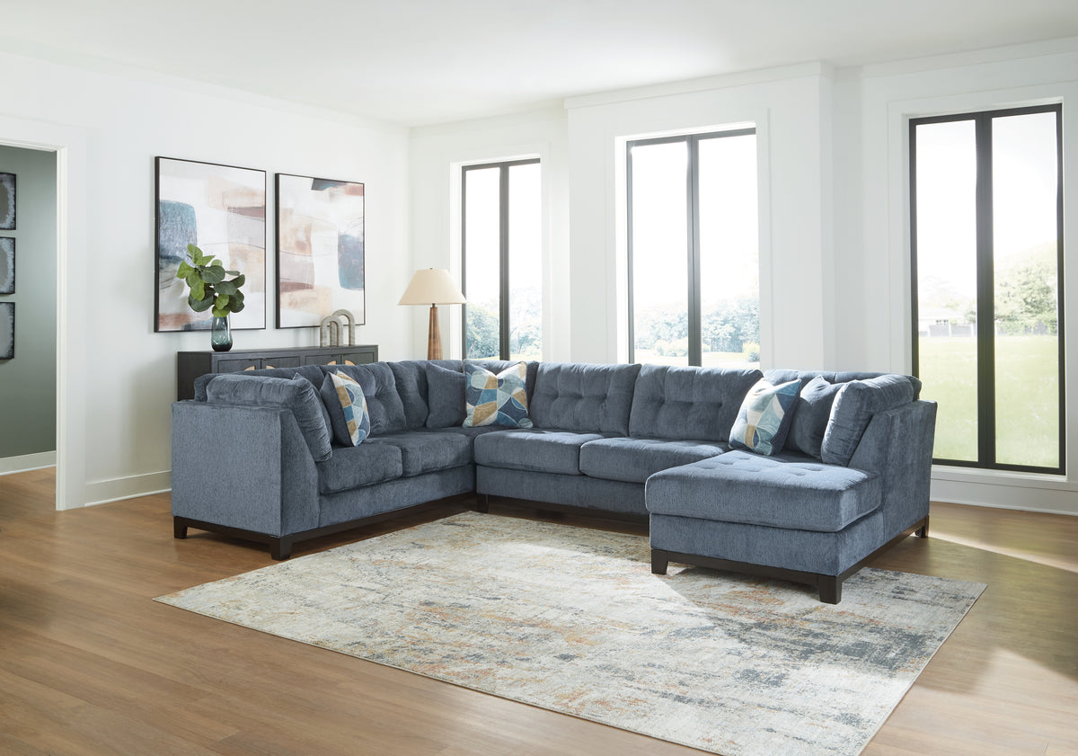 Elite Furniture Outlet - Ashley Furniture - Maxon Place Sectional - 3-Piece Sectional with Chaise / Navy - 33003S2