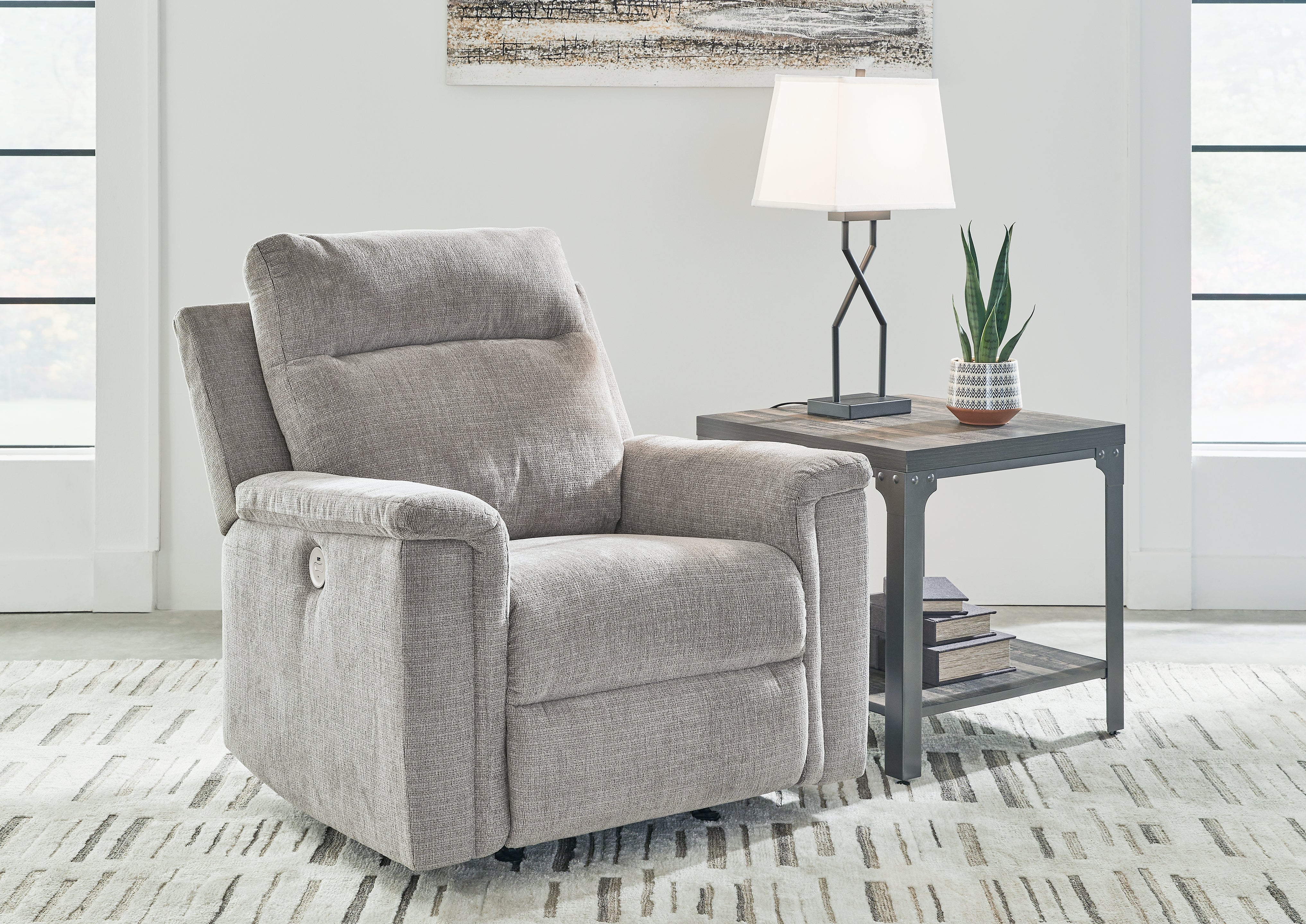 Elite Furniture Outlet - Ashley Furniture - Barnsana Living Room - Power Rocker Recliner / Ash - 3320198
