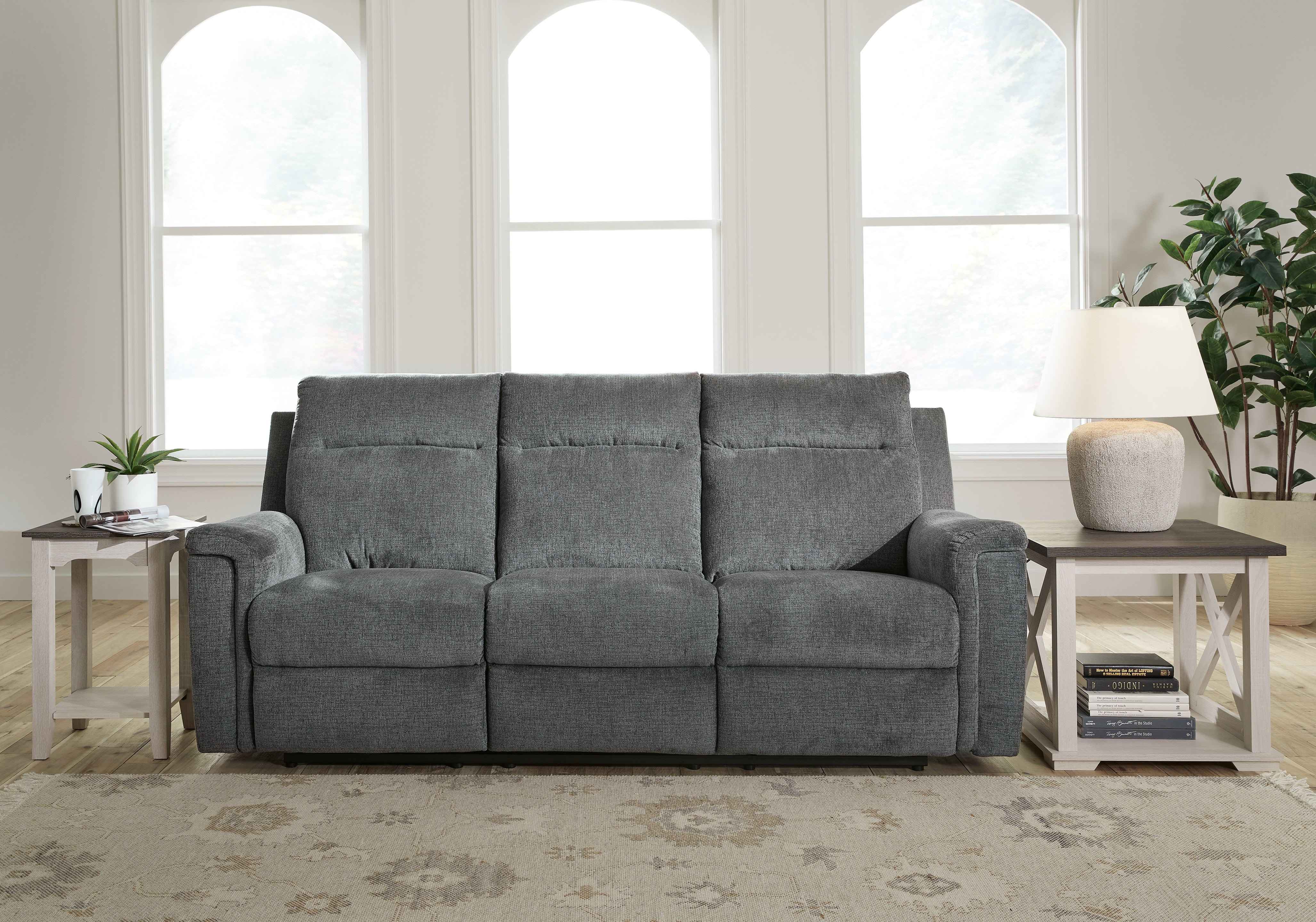 Elite Furniture Outlet - Ashley Furniture - Barnsana Living Room - Reclining Power Sofa / Gravel - 3320287