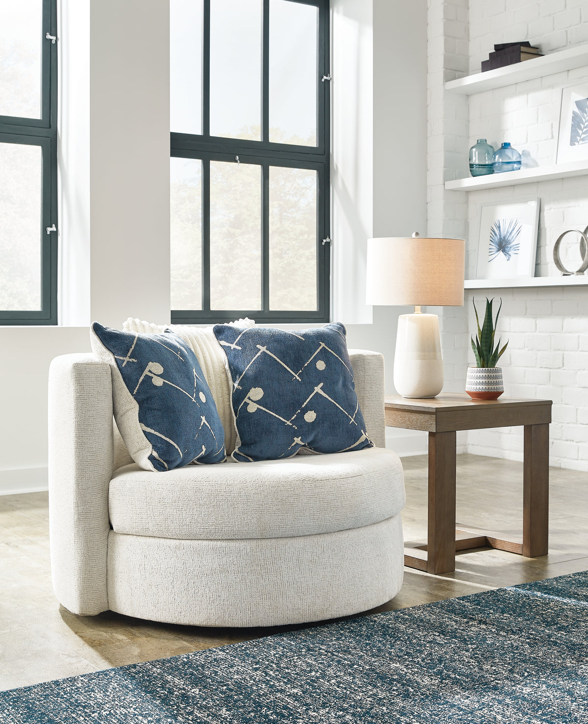 Elite Furniture Outlet - Ashley Furniture - Padova Living Room - Swivel Accent Chair / Ivory - 3370644