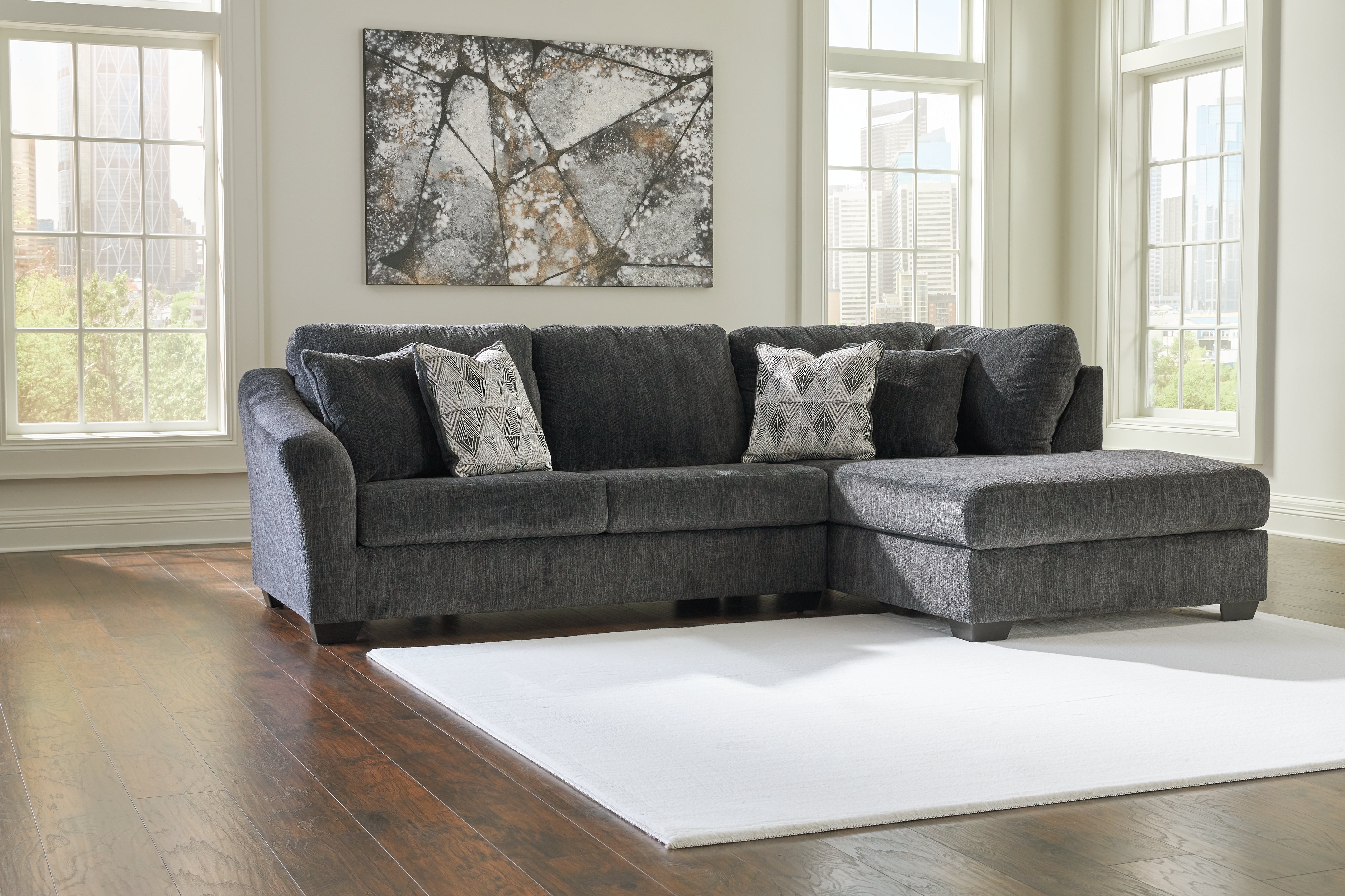 Elite Furniture Outlet - Ashley Furniture - Biddeford Sectional - LAF 2-Piece Sectional with Chaise / Shadow - 35504S2