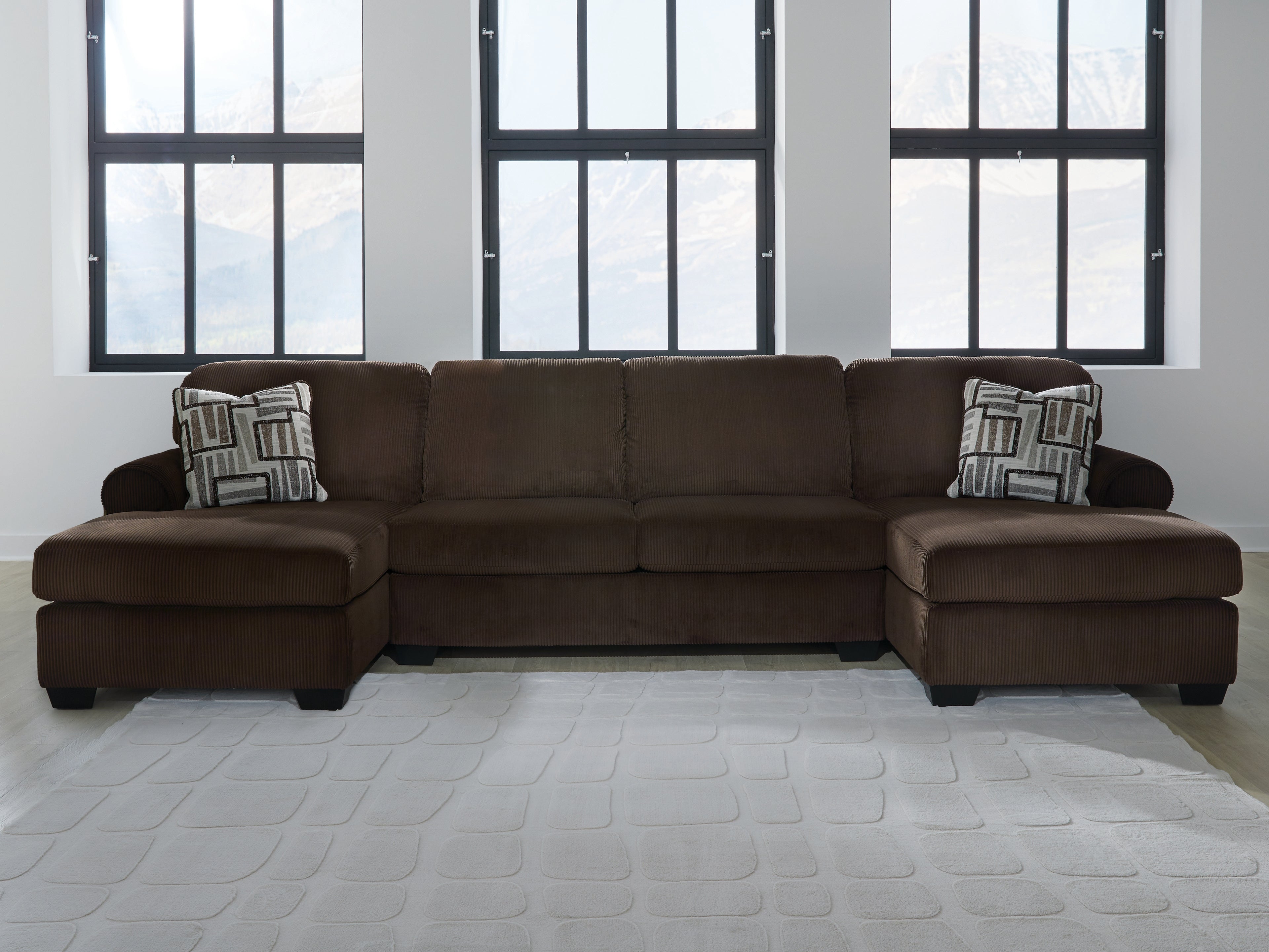 Elite Furniture Outlet - Ashley Furniture - Kimlee Sectional - RAF 3-Piece Sectional with Double Chaise / Chocolate - PC35603S3
