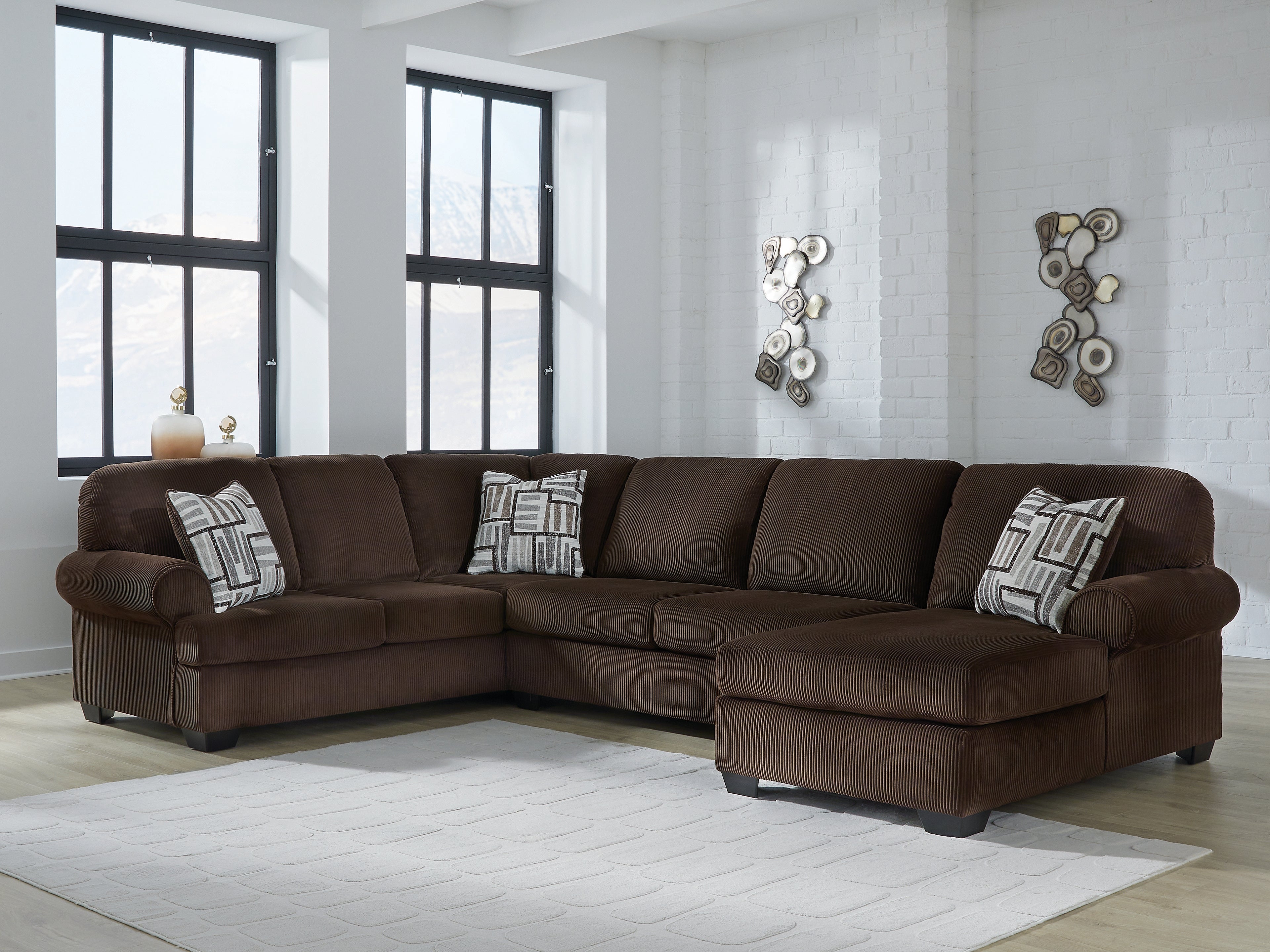 Elite Furniture Outlet - Ashley Furniture - Kimlee Sectional - LAF 3-Piece Sectional with Chaise / Chocolate - PC35603S2