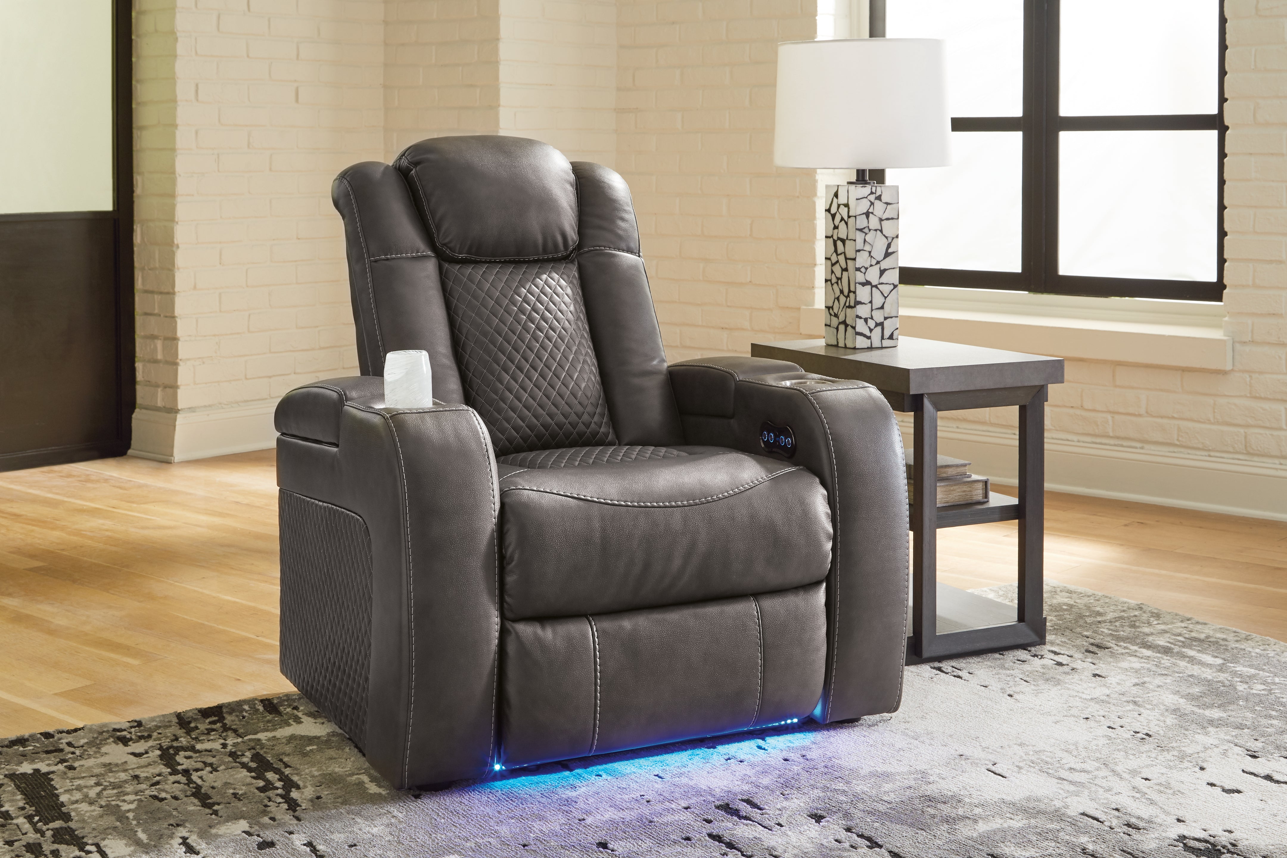 Elite Furniture Outlet - Ashley Furniture - Fyne-Dyme Living Room - PWR Recliner/ADJ Headrest / Shadow - 3660213