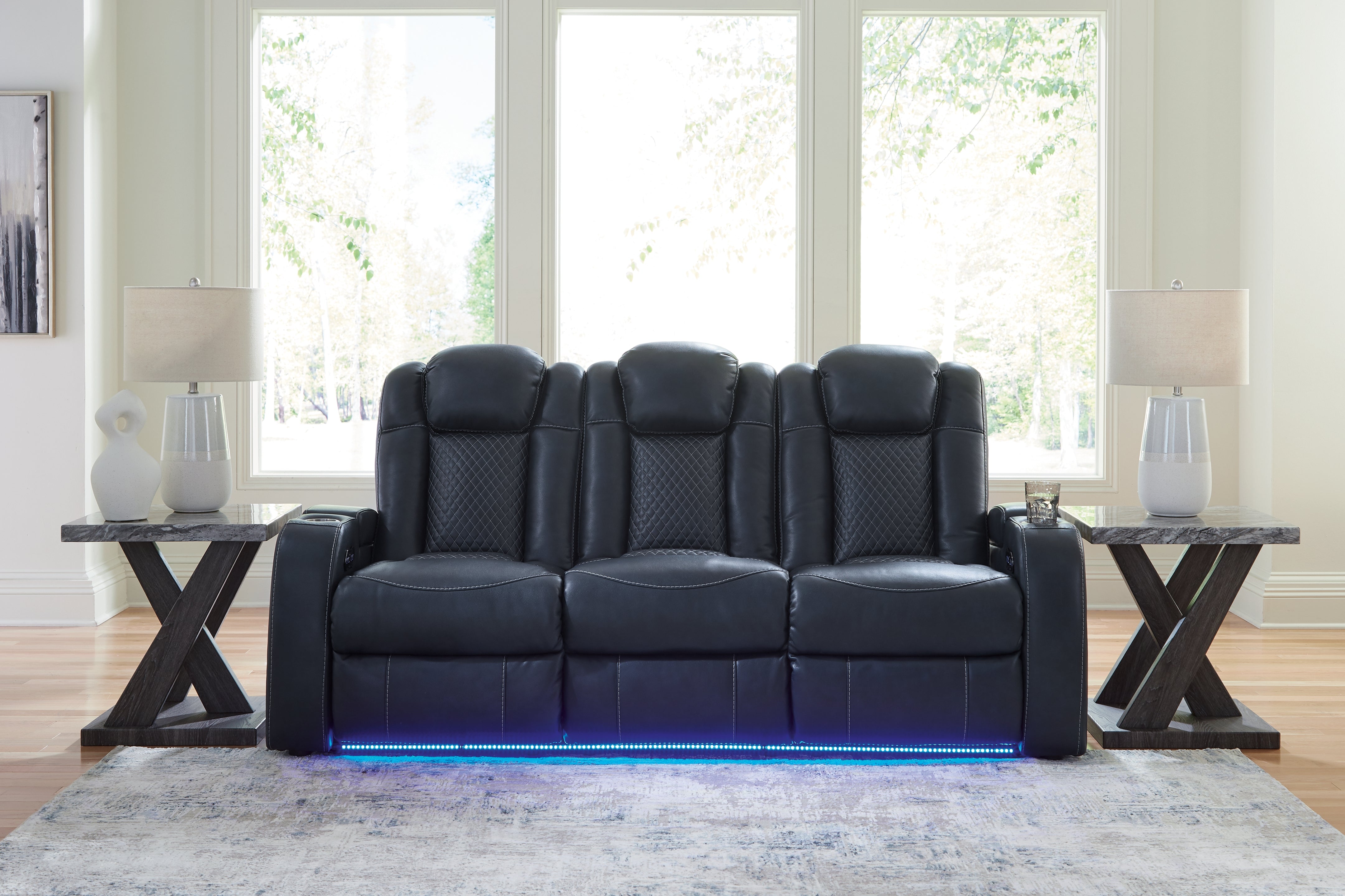 Elite Furniture Outlet - Ashley Furniture - Fyne-Dyme Living Room - PWR REC Sofa with ADJ Headrest / Sapphire - 3660315