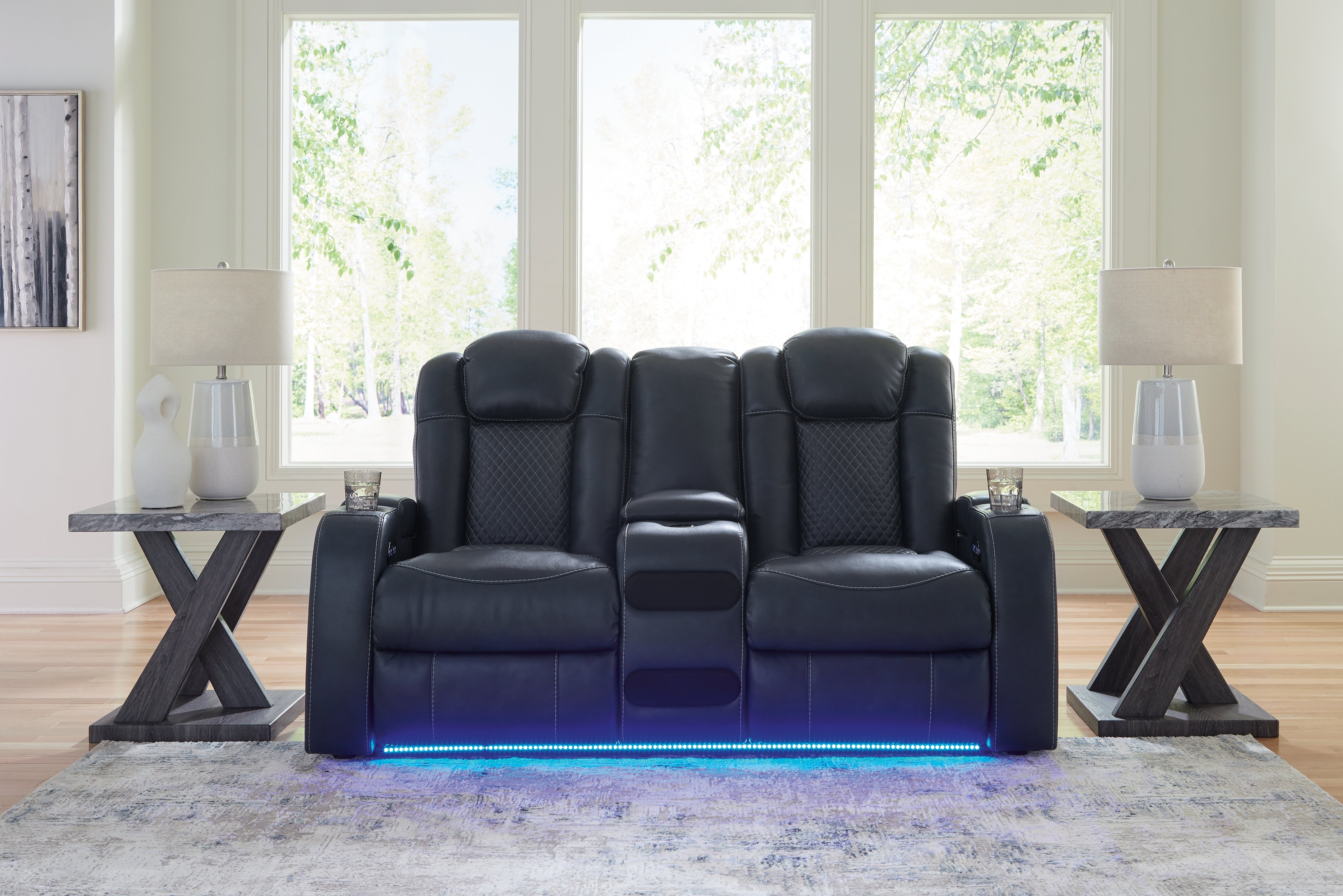 Elite Furniture Outlet - Ashley Furniture - Fyne-Dyme Living Room - PWR REC Loveseat/CON/ADJ HDRST / Sapphire - 3660318