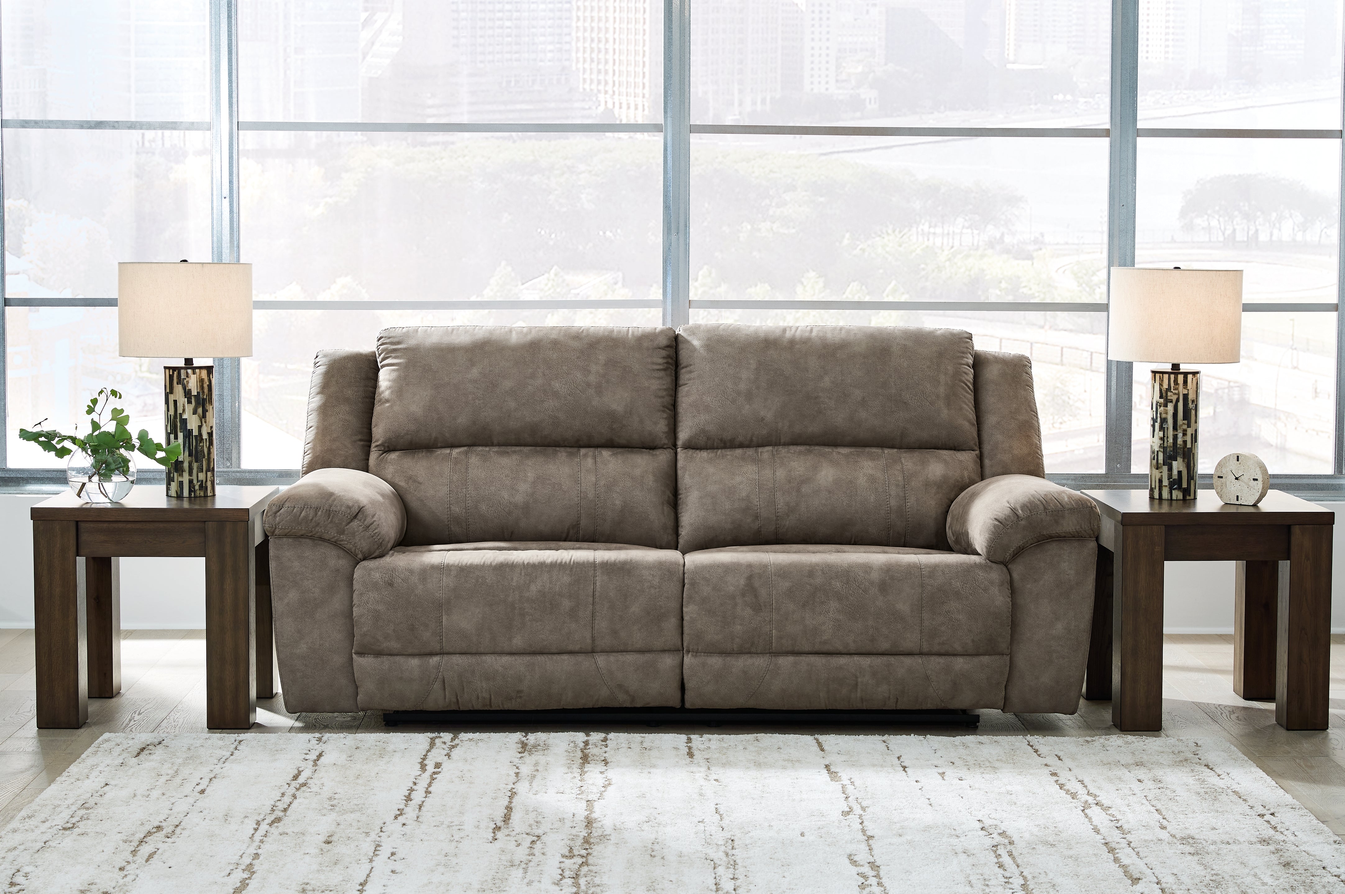 Elite Furniture Outlet - Ashley Furniture - Laresview Living Room - 2 Seat Reclining Sofa / Fossil - 3720381
