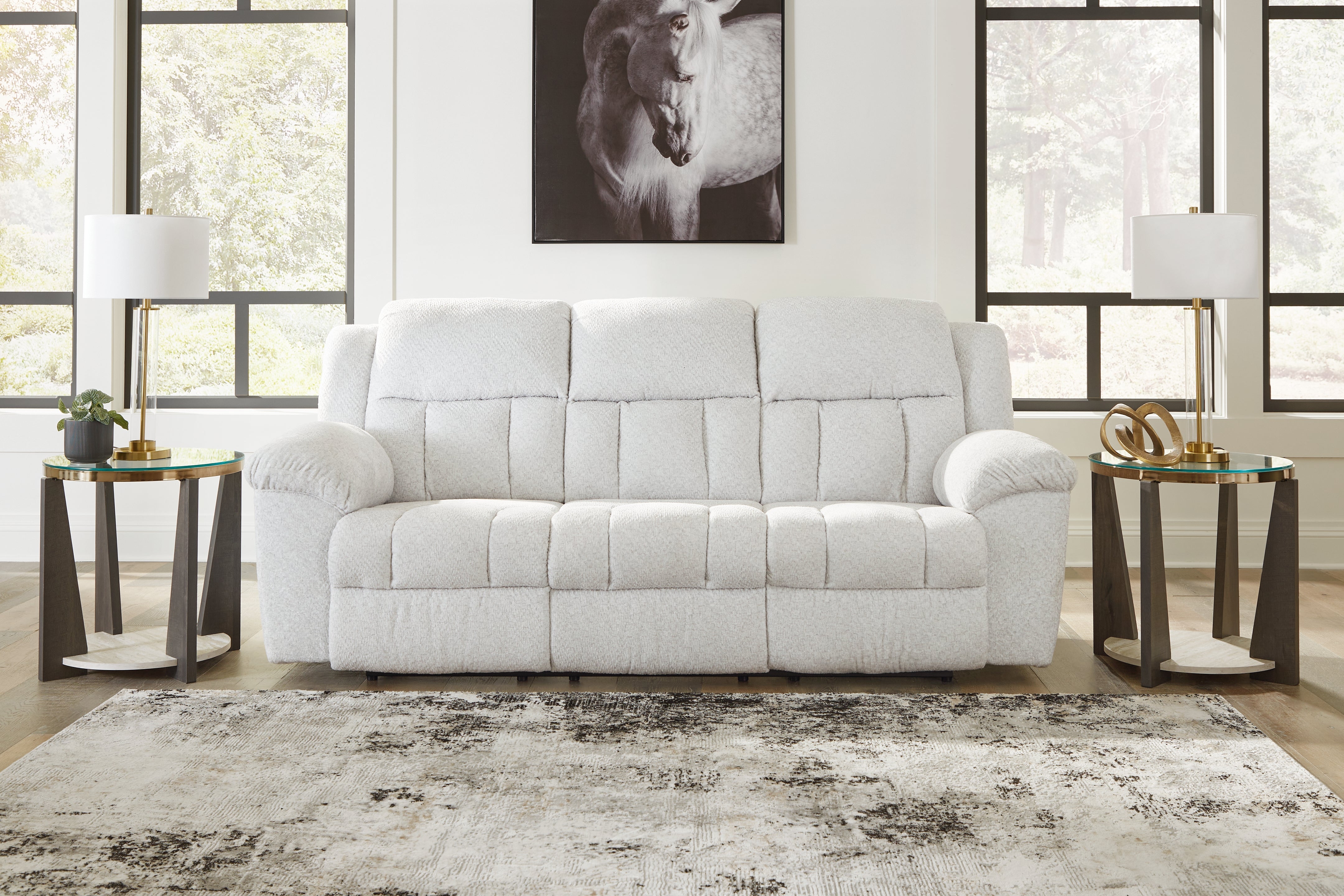 Elite Furniture Outlet - Ashley Furniture - Frohn Living Room - Reclining Sofa / Snow - 3740588