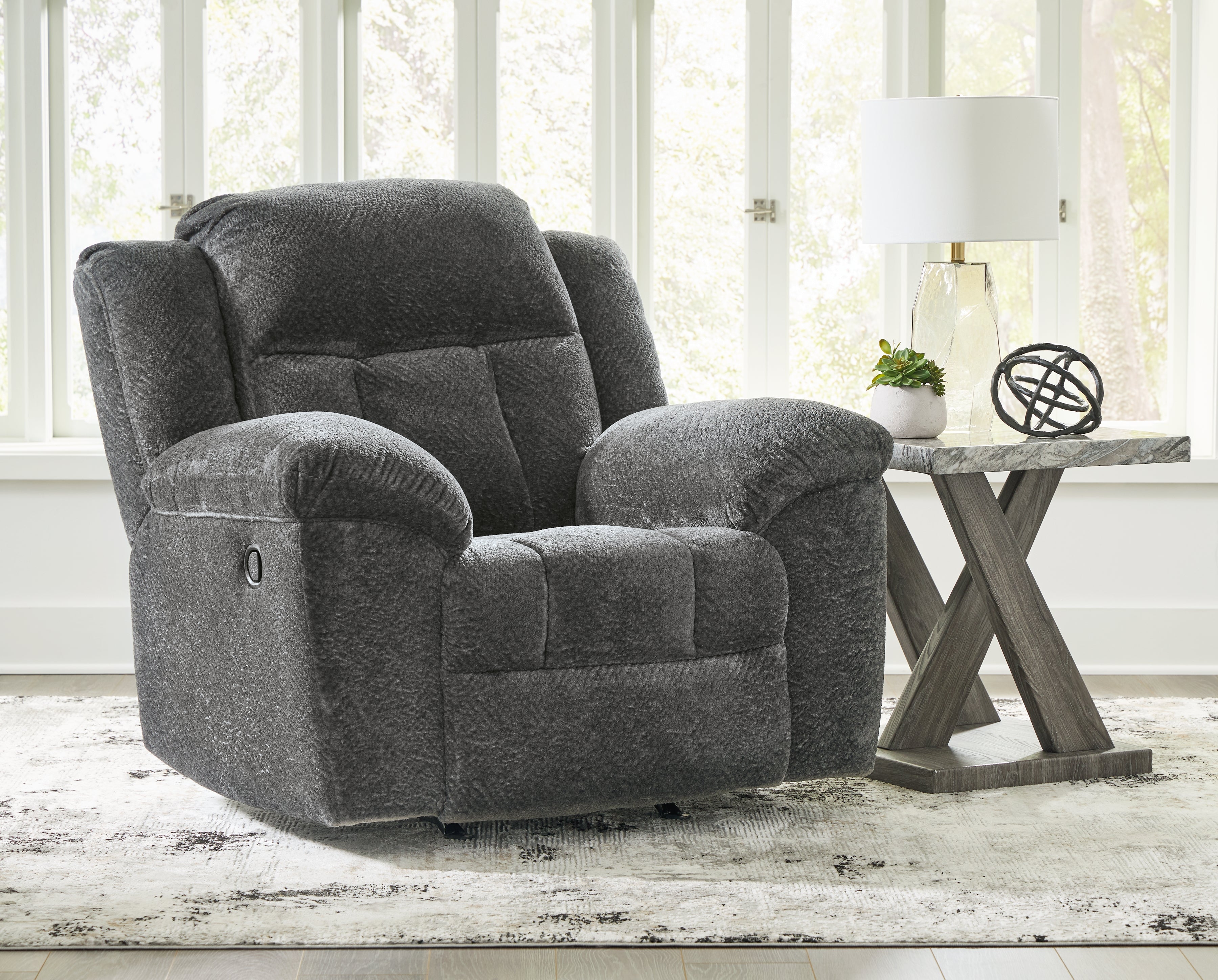Elite Furniture Outlet - Ashley Furniture - Frohn Living Room - Rocker Recliner / Graphite - 3740625