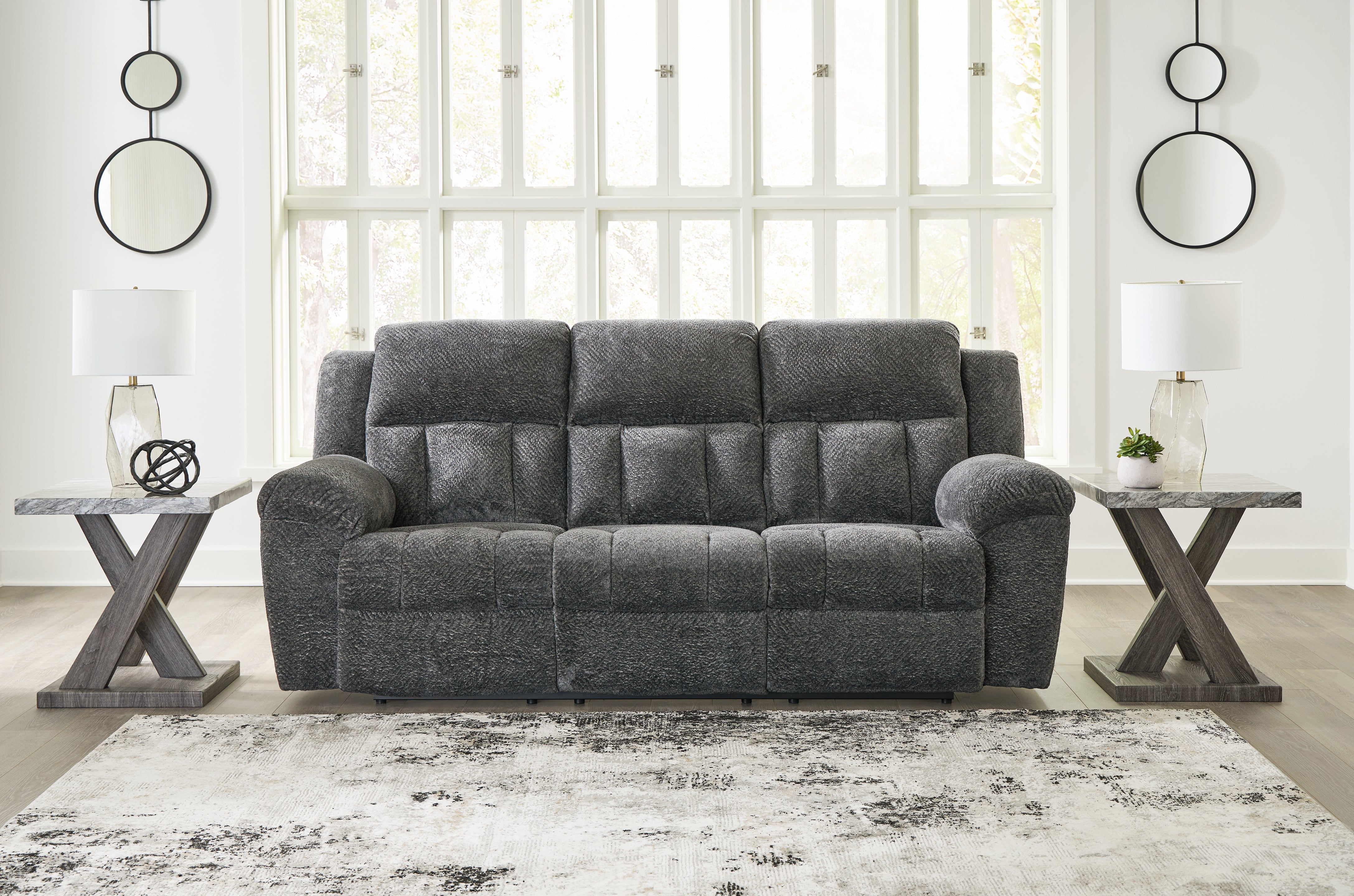 Elite Furniture Outlet - Ashley Furniture - Frohn Living Room - Reclining Sofa / Graphite - 3740688