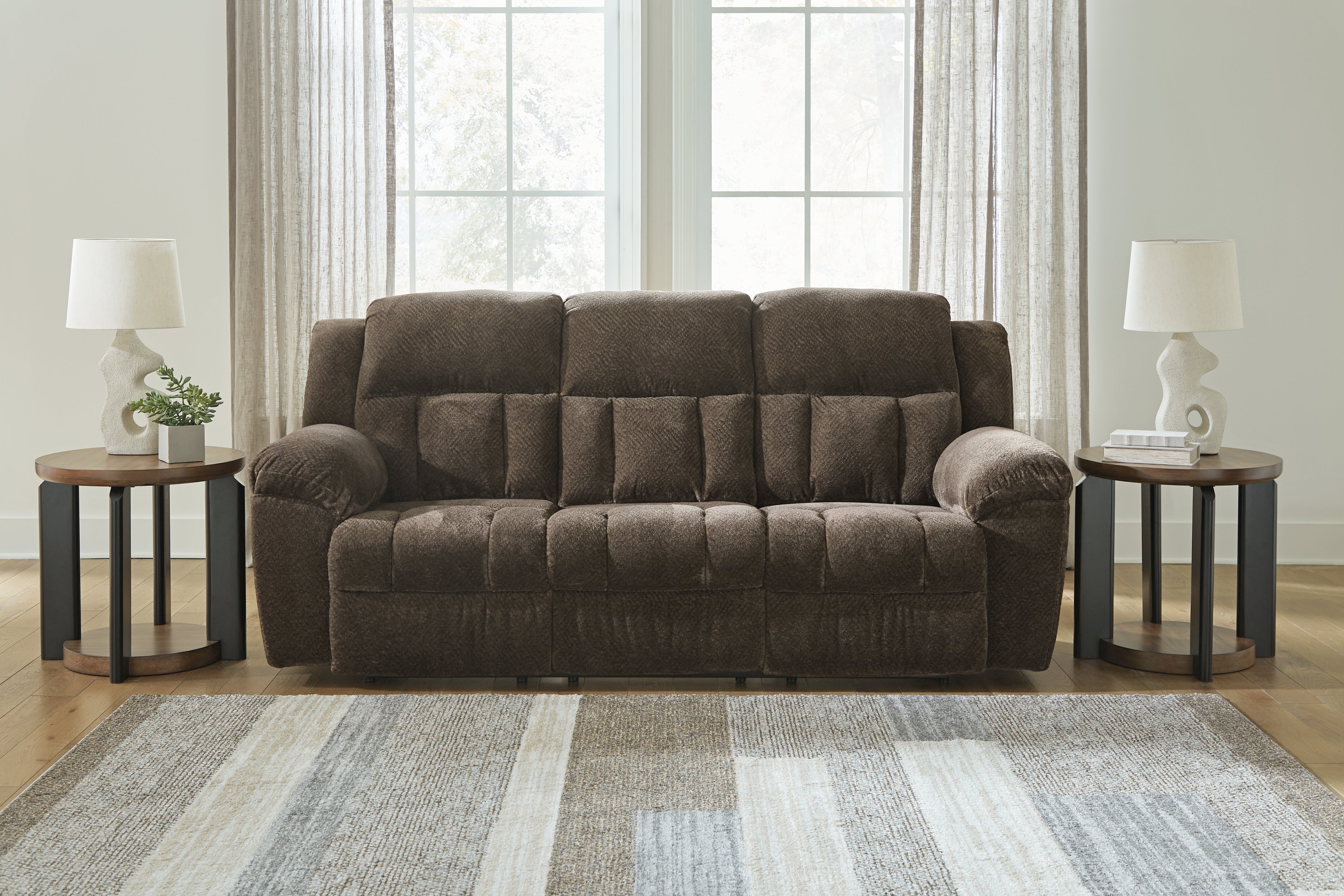 Elite Furniture Outlet - Ashley Furniture - Frohn Living Room - Reclining Sofa / Chocolate - 3740788
