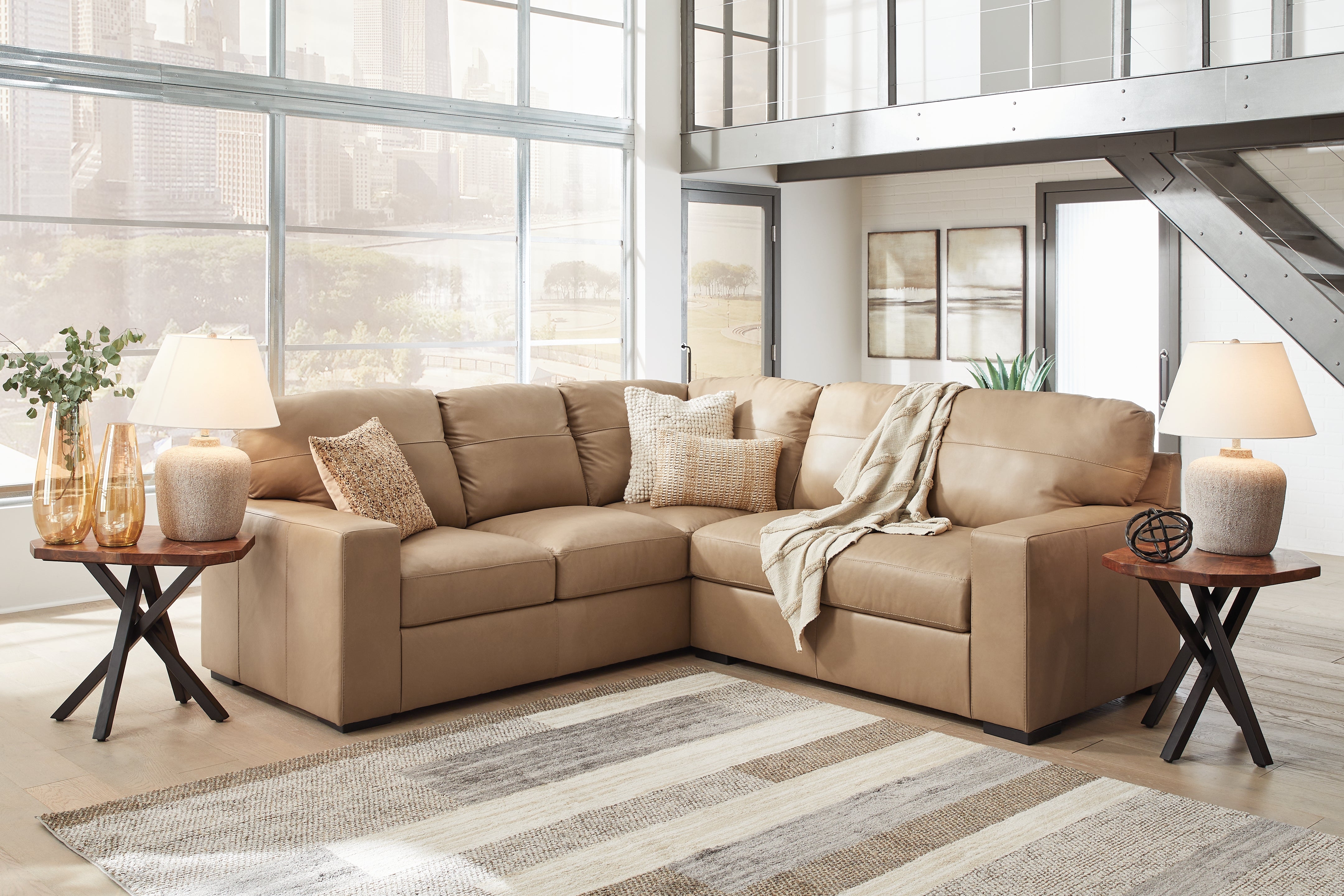 Elite Furniture Outlet - Ashley Furniture - Bandon Sectional - LAF 4-Piece Sectional / Toffee - 38006S5