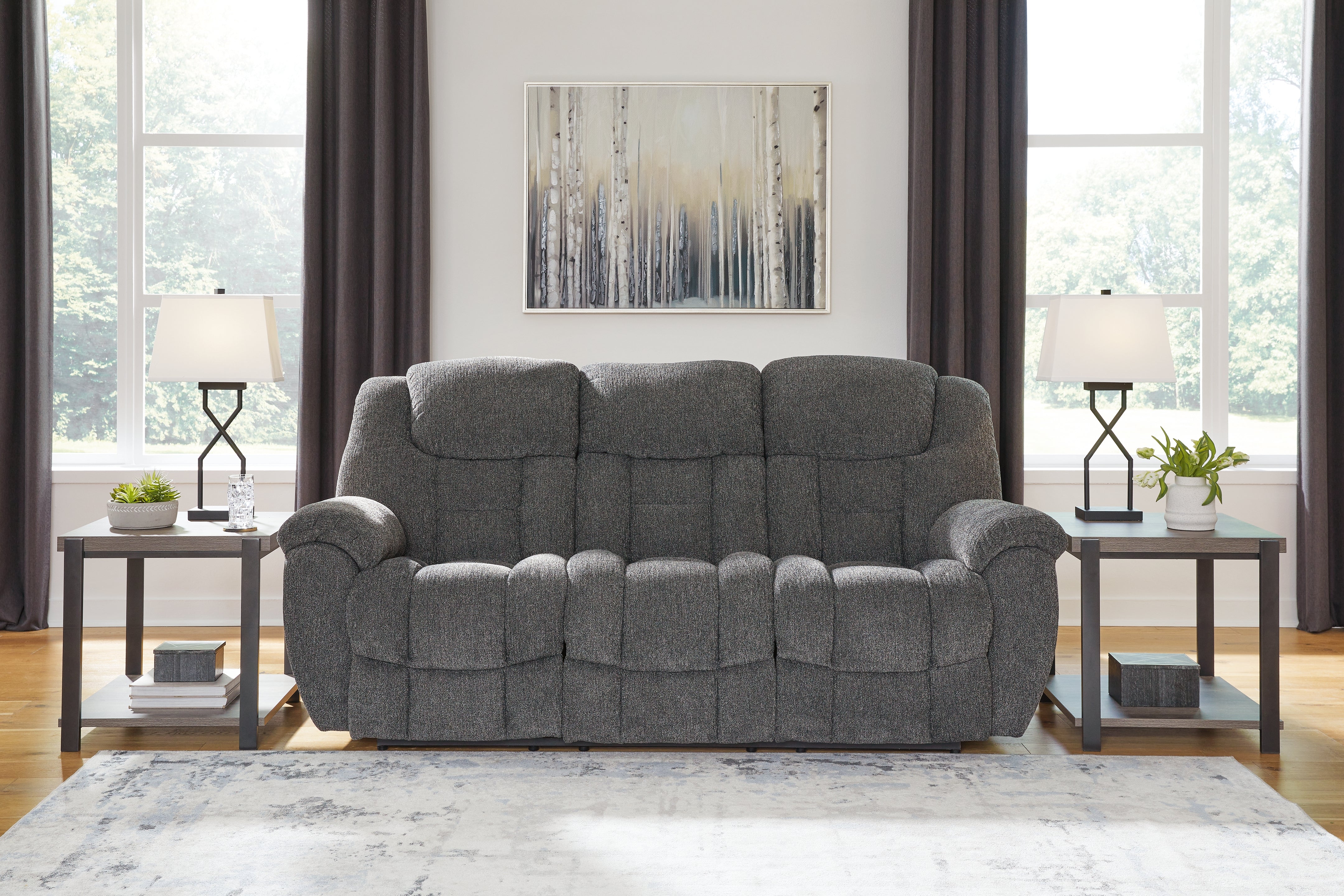 Elite Furniture Outlet - Ashley Furniture - Foreside Living Room - Reclining Sofa / Charcoal - 3810488