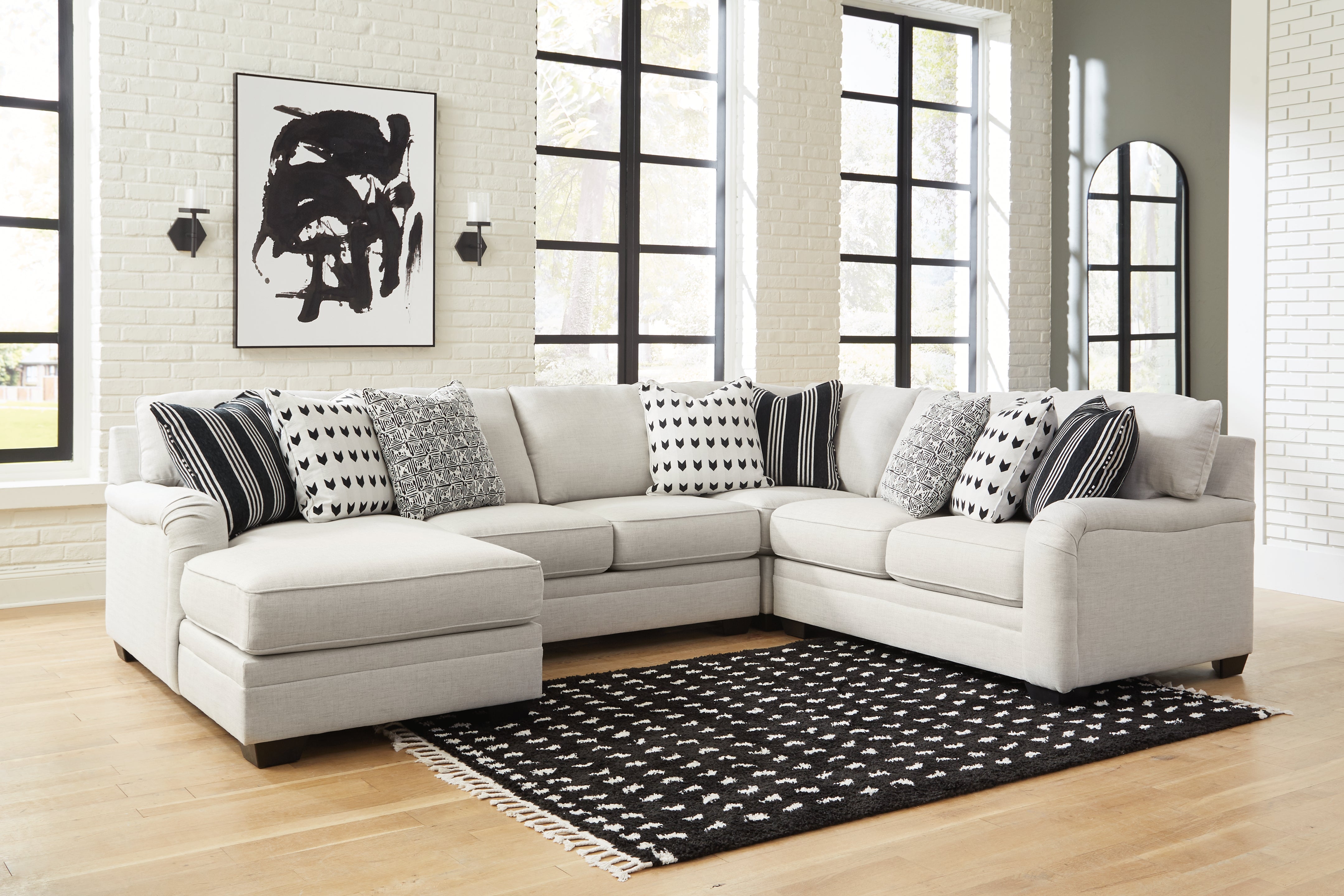 Elite Furniture Outlet - Ashley Furniture - Huntsworth Sectional - RAF 4-Piece Sectional with Chaise / Dove Gray - 39702S3