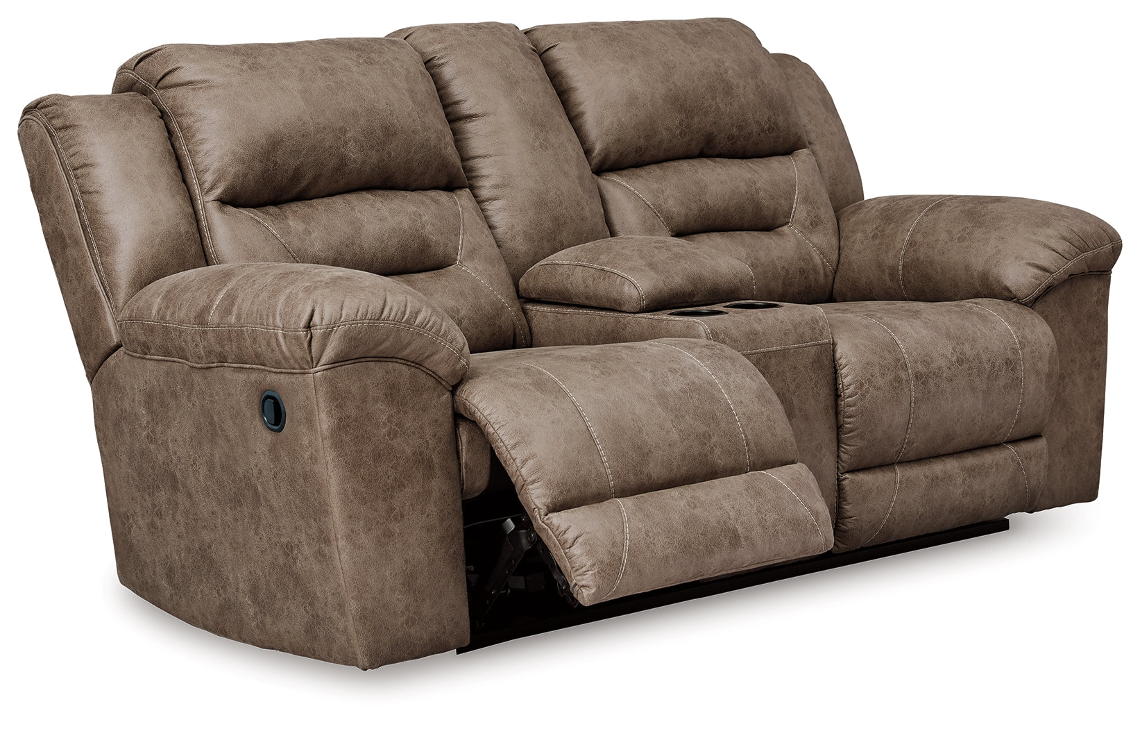 Elite Furniture Outlet - Ashley Furniture - Stoneland Living Room - DBL Rec Loveseat w/Console / Fossil - 3990594
