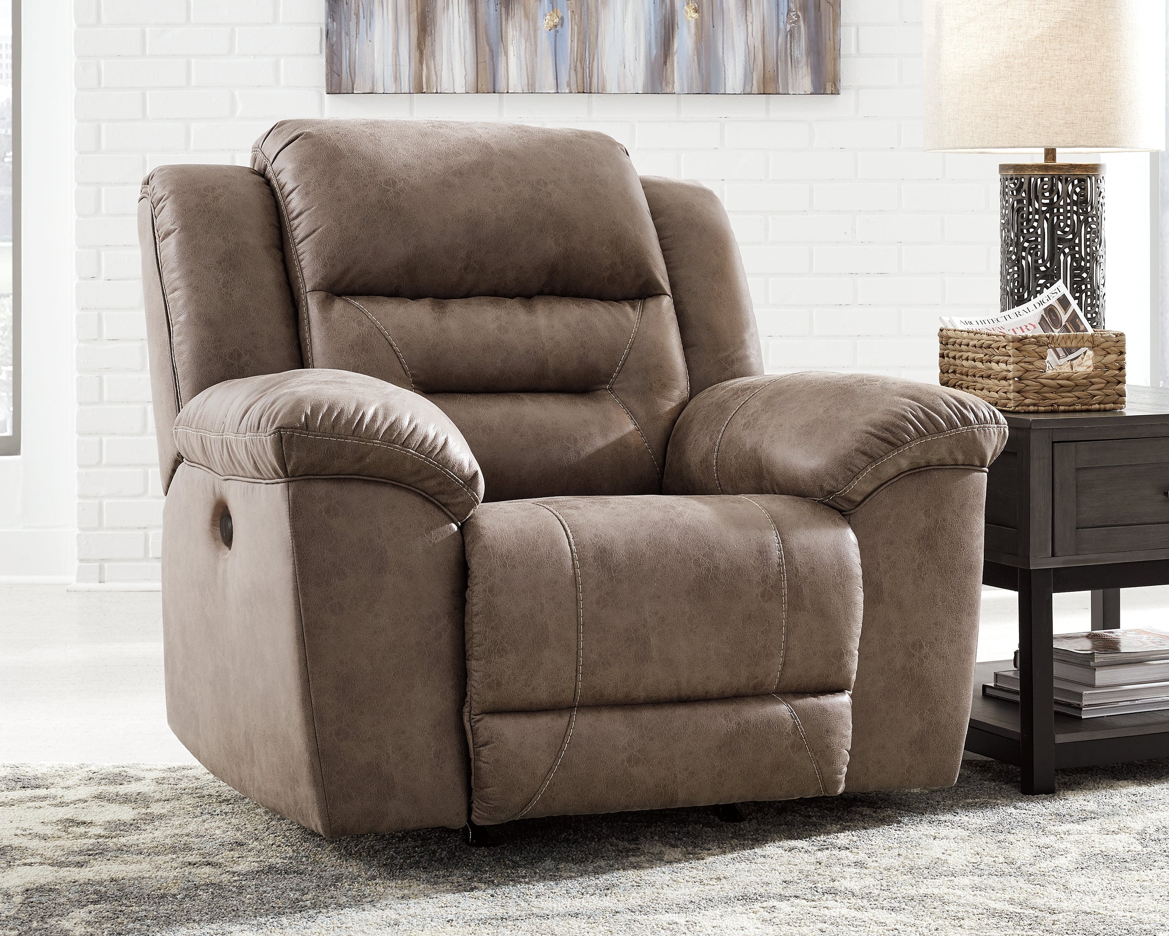 Elite Furniture Outlet - Ashley Furniture - Stoneland Living Room - Power Rocker Recliner / Fossil - 3990598