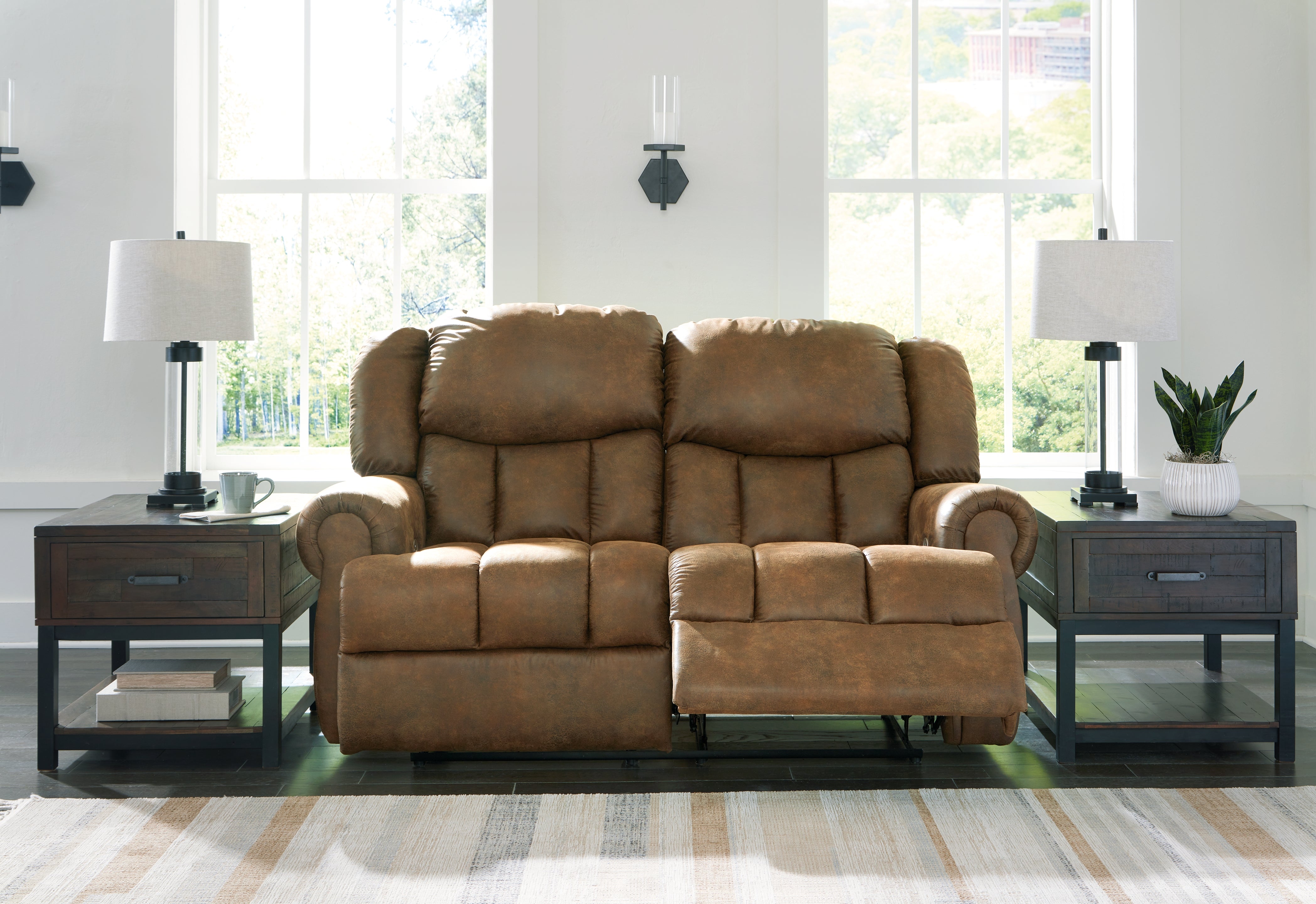 Elite Furniture Outlet - Ashley Furniture - Boothbay Living Room - Reclining Power Loveseat / Auburn - 4470474