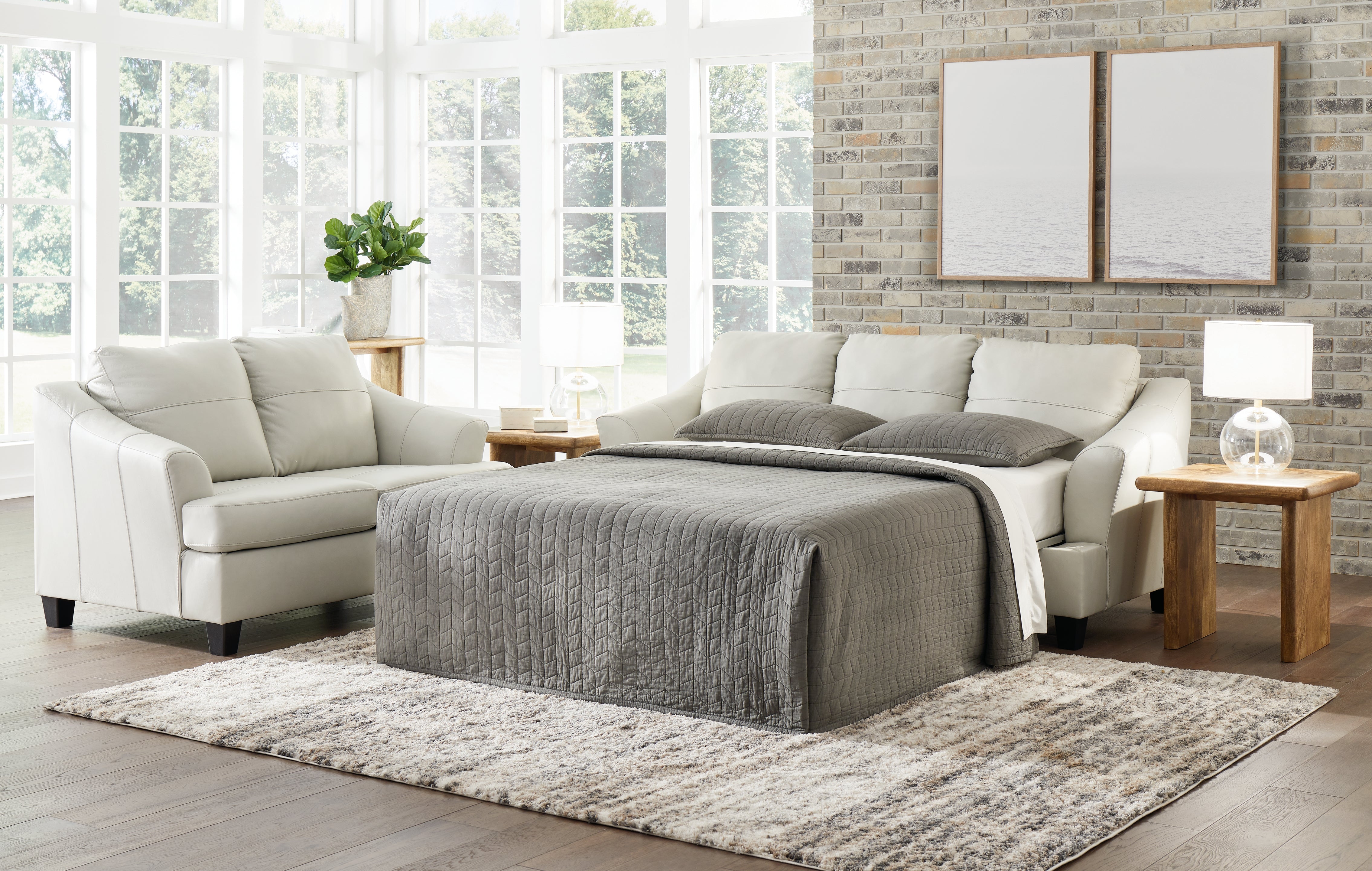 Elite Furniture Outlet - Ashley Furniture - Genoa Living Room - Queen Sofa Sleeper / Coconut - 4770439