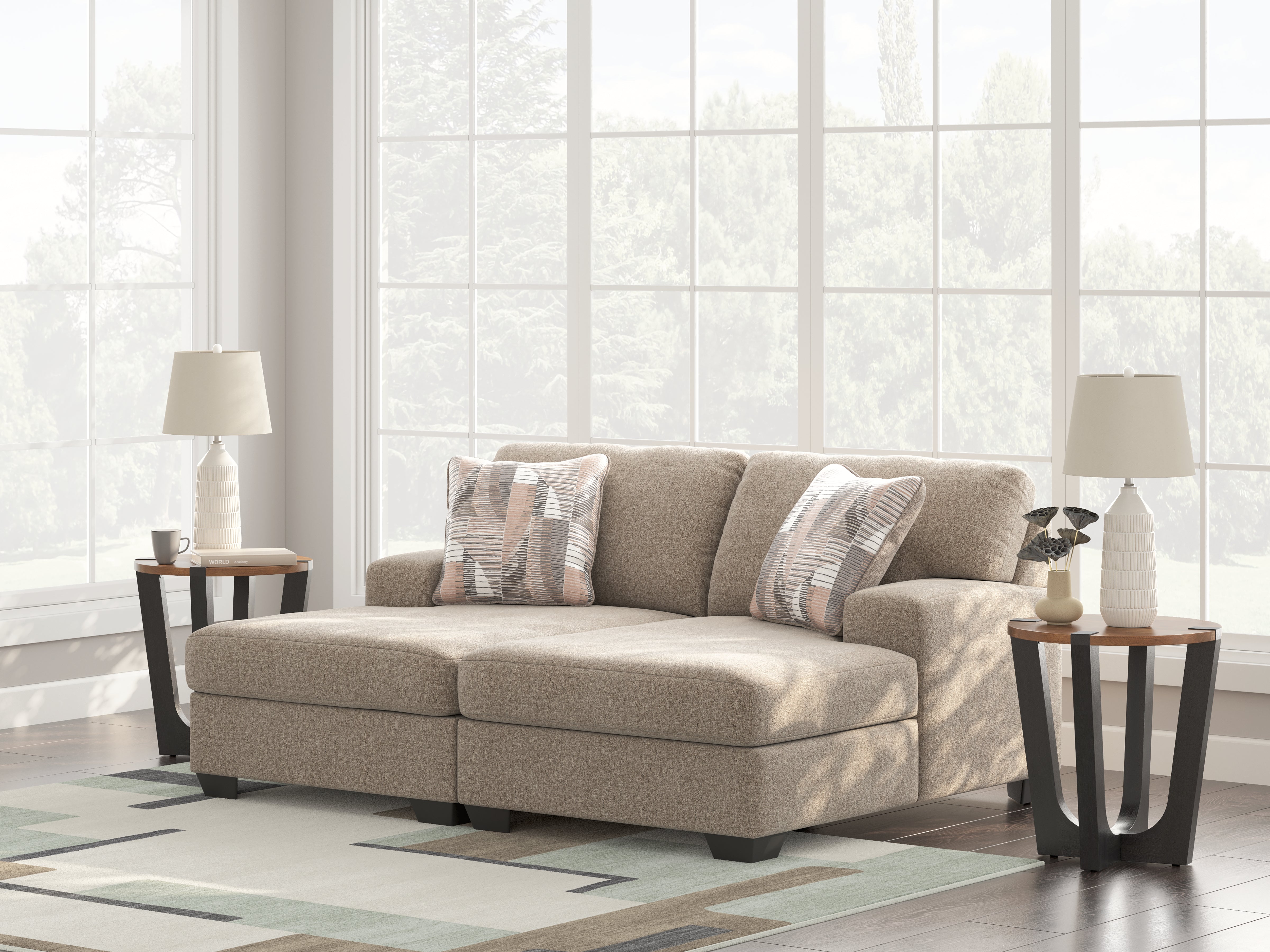 Elite Furniture Outlet - Ashley Furniture - Newellen Sectional - RAF 2-Piece Super Chaise / Hemp - 48404S4