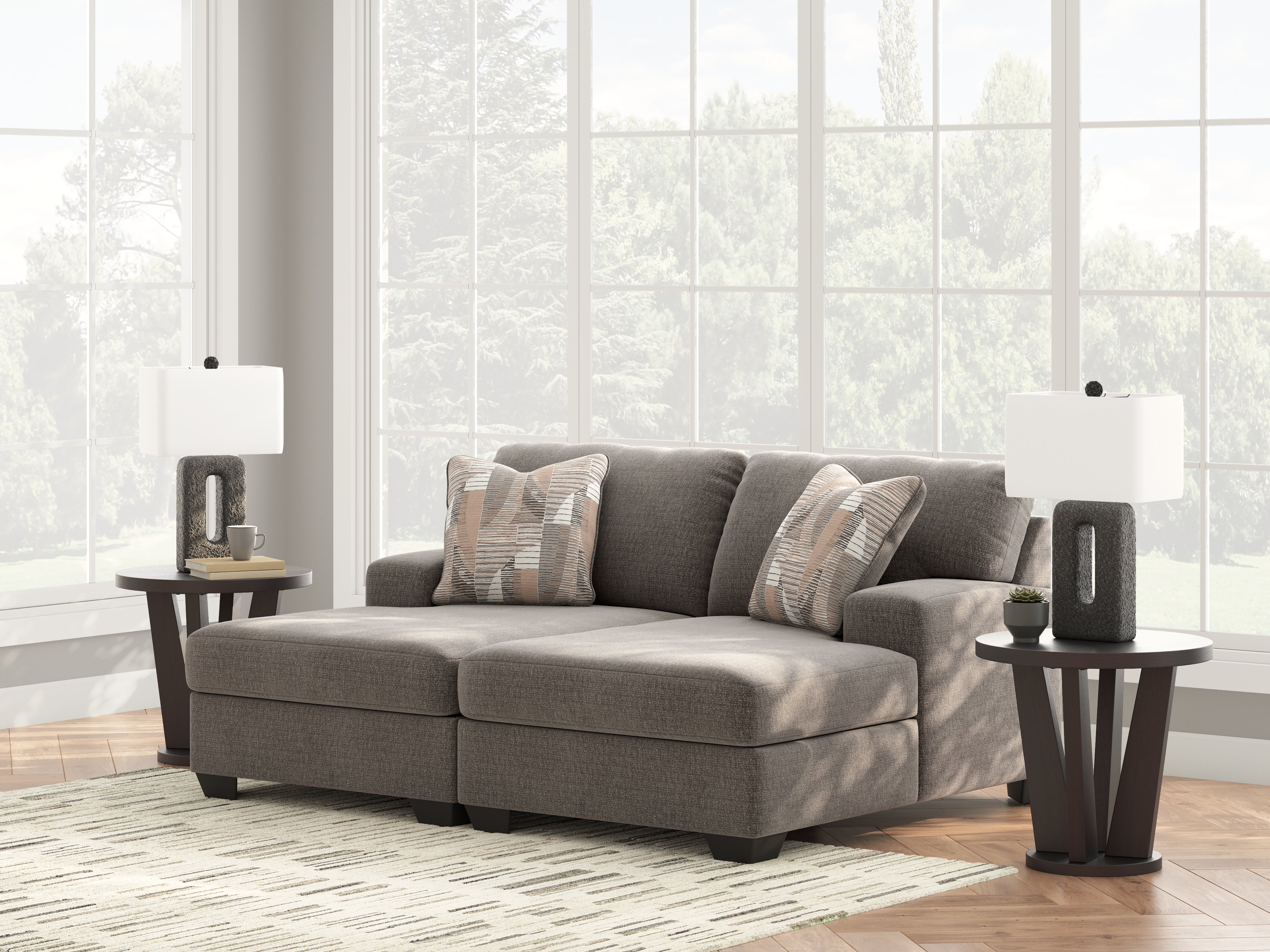 Elite Furniture Outlet - Ashley Furniture - Newellen Sectional - RAF 2-Piece Super Chaise / Greystone - 48405S4