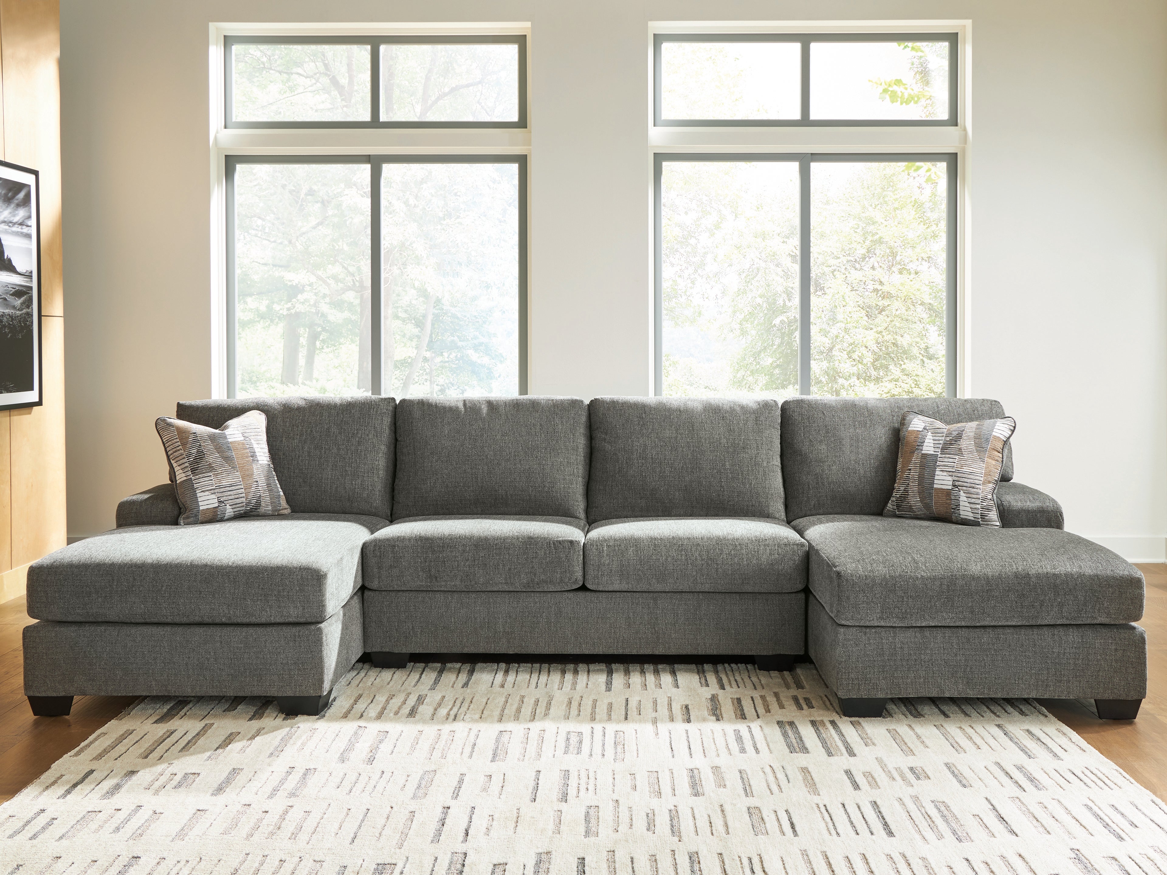 Elite Furniture Outlet - Ashley Furniture - Clarington Sectional - RAF 3-Piece Sectional with Double Chaise / Greystone - PC48405S3