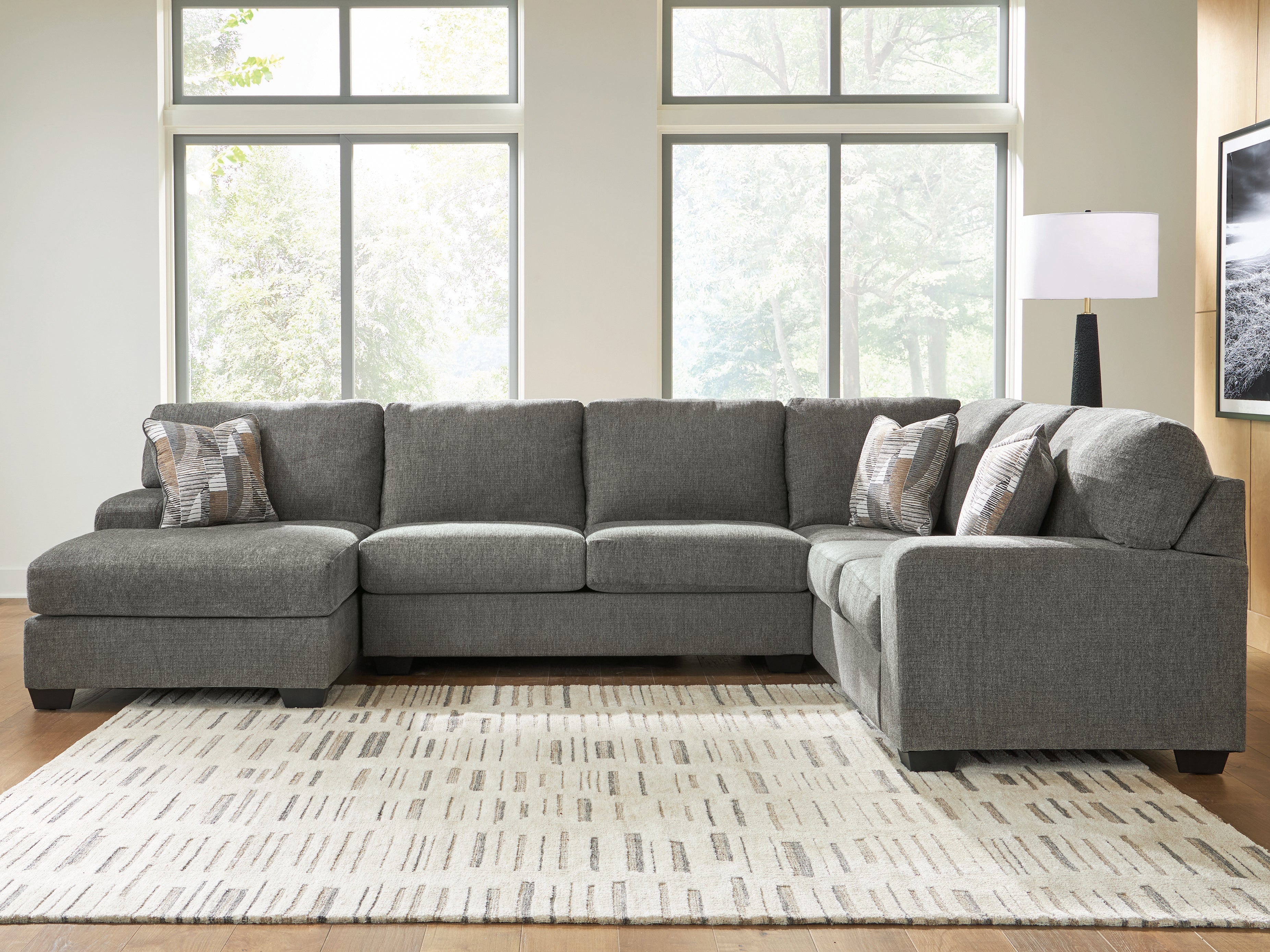 Elite Furniture Outlet - Ashley Furniture - Clarington Sectional - RAF 3-Piece Sleeper Sectional with Chaise / Greystone - PC48405S5