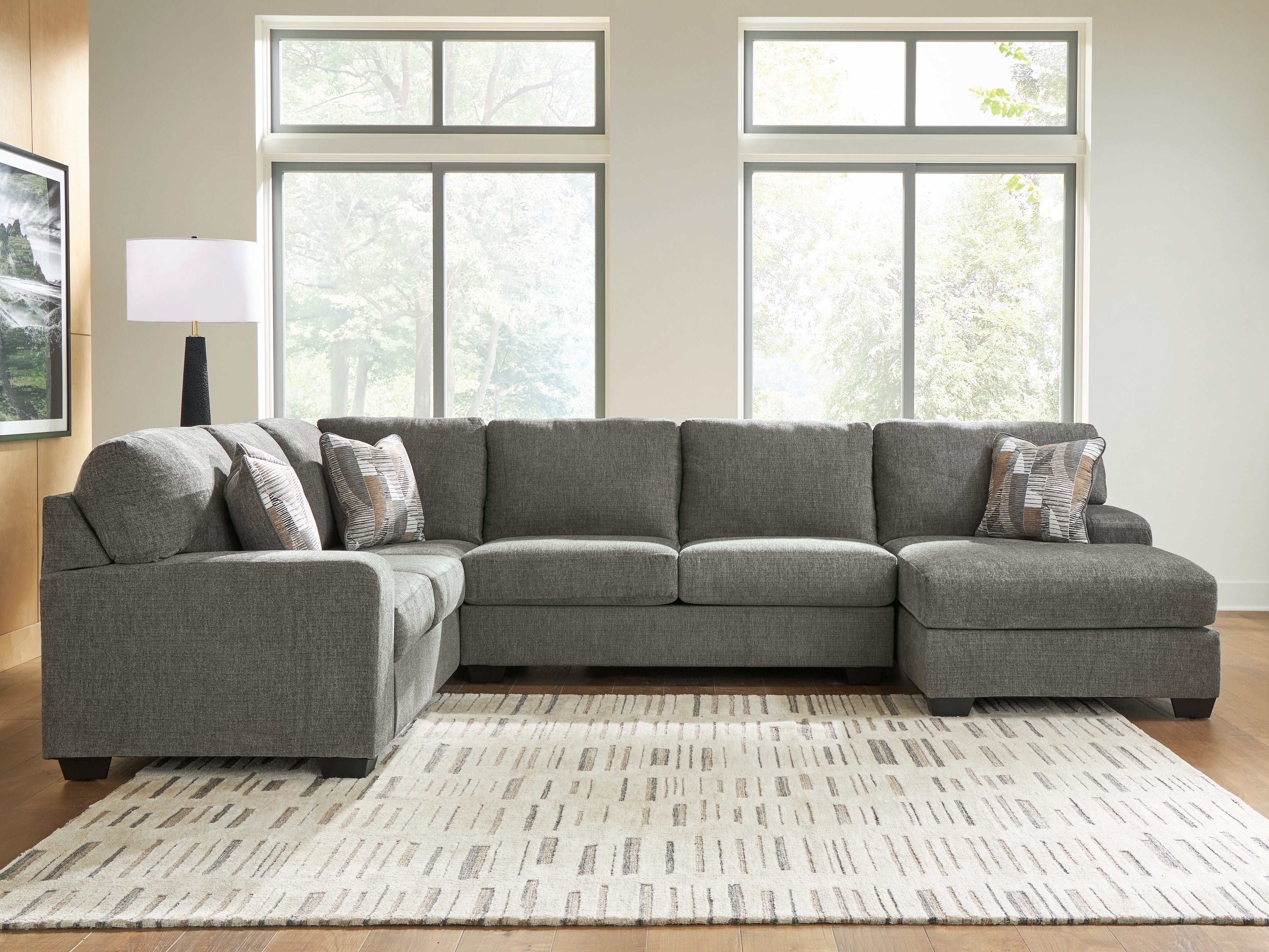 Elite Furniture Outlet - Ashley Furniture - Clarington Sectional - LAF 3-Piece Sectional with Chaise / Greystone - PC48405S2