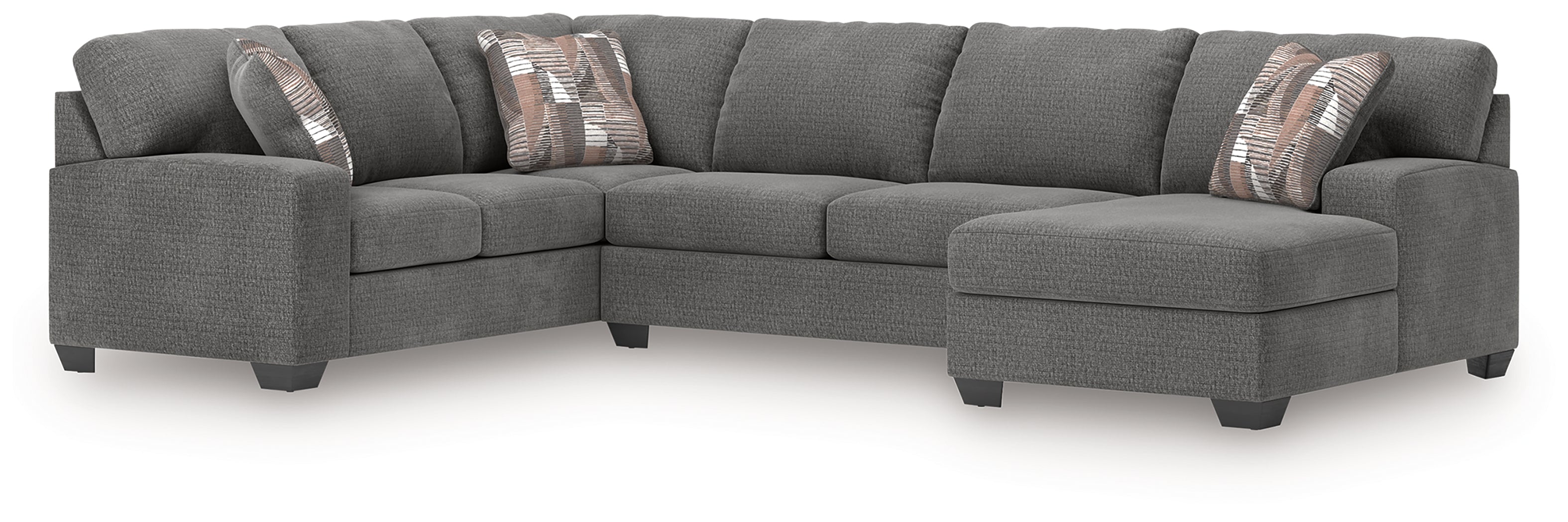 Elite Furniture Outlet - Ashley Furniture - Newellen Sectional - LAF 3-Piece Sleeper Sectional with Chaise / Greystone - 48405S6