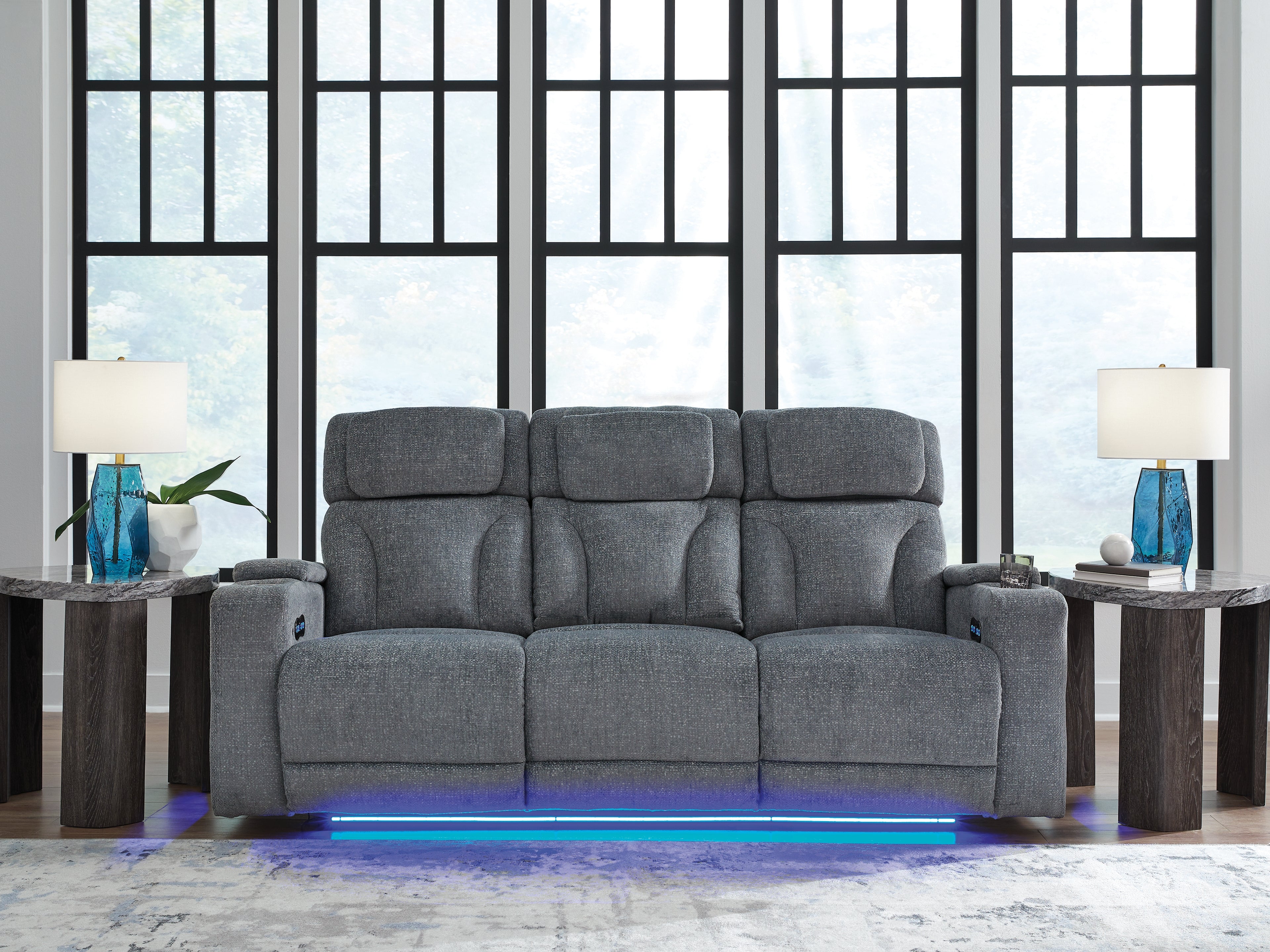 Elite Furniture Outlet - Ashley Furniture - Studio Cave Living Room - PWR REC Sofa with ADJ Headrest / Steel - PC4980215