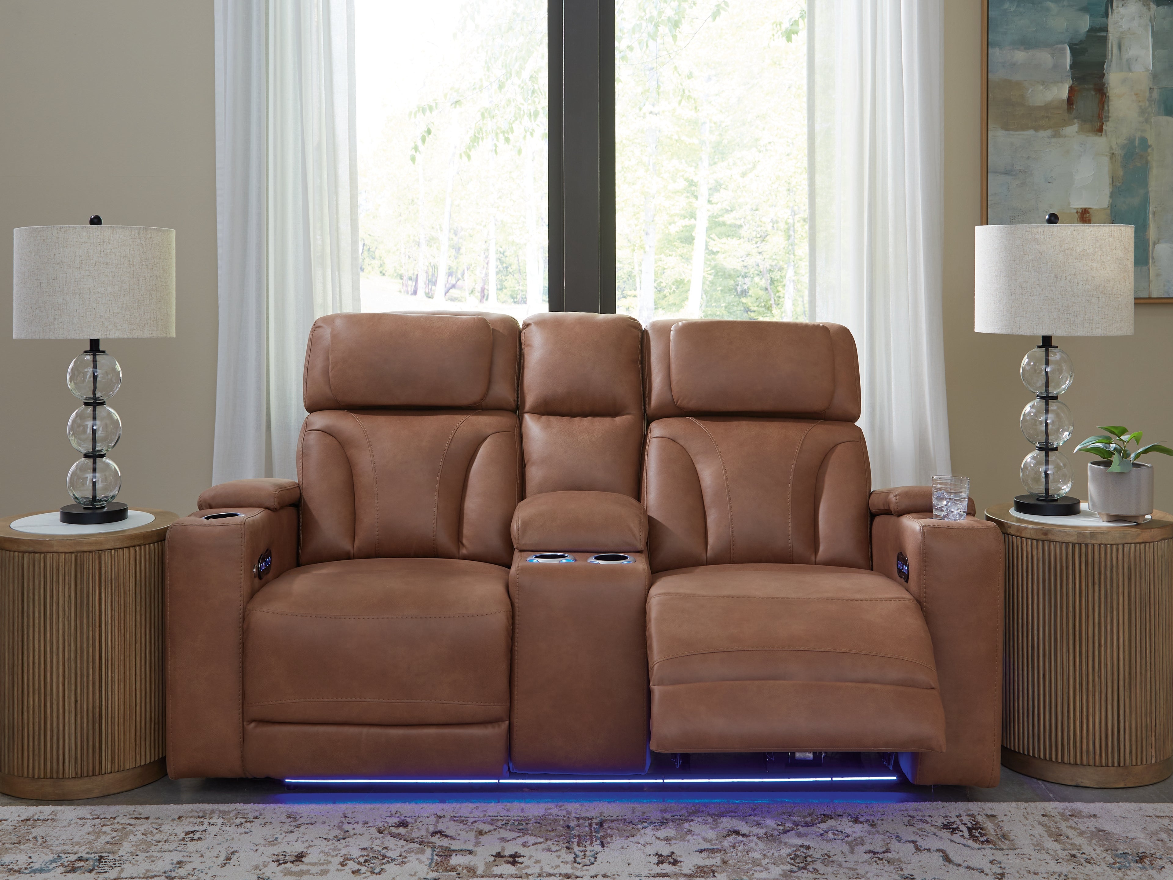 Elite Furniture Outlet - Ashley Furniture - Clean-Slate Living Room - PWR REC Loveseat/CON/ADJ HDRST / Caramel - PC5010118