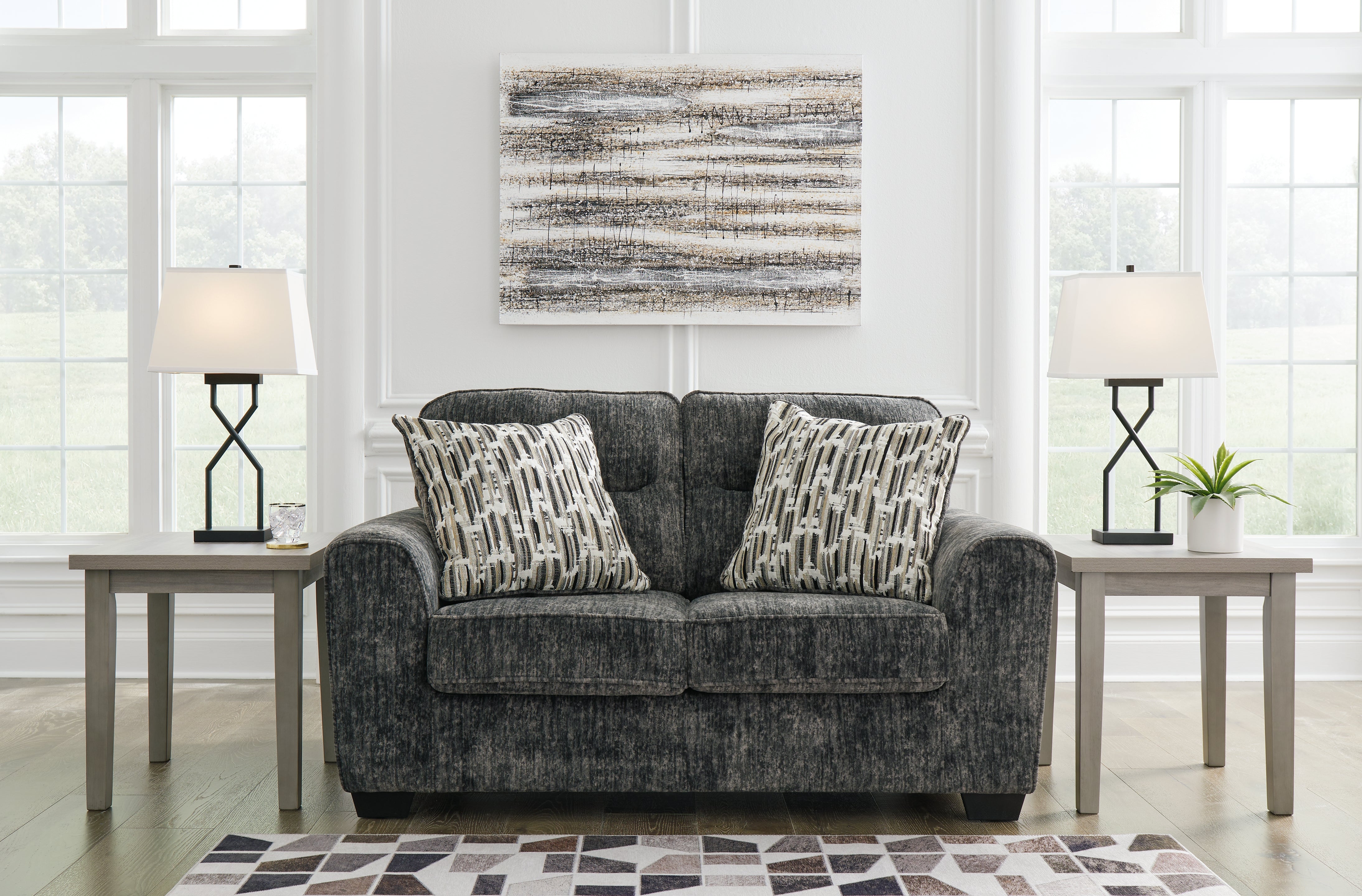 Elite Furniture Outlet - Ashley Furniture - Lonoke Living Room - Loveseat / Gunmetal - 5050435