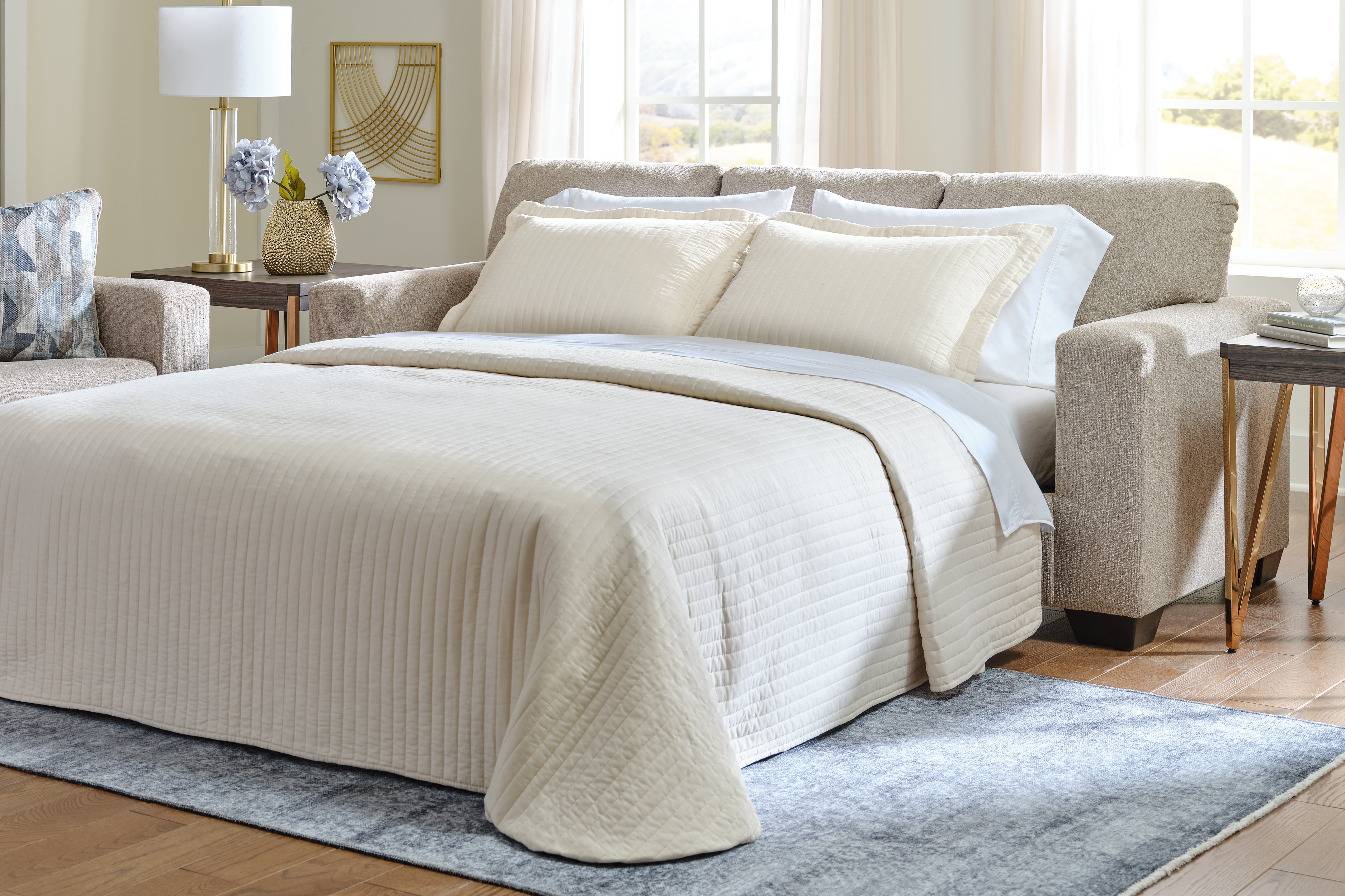 Elite Furniture Outlet - Ashley Furniture - Deltona Living Room - Queen Sofa Sleeper / Parchment - 5120439