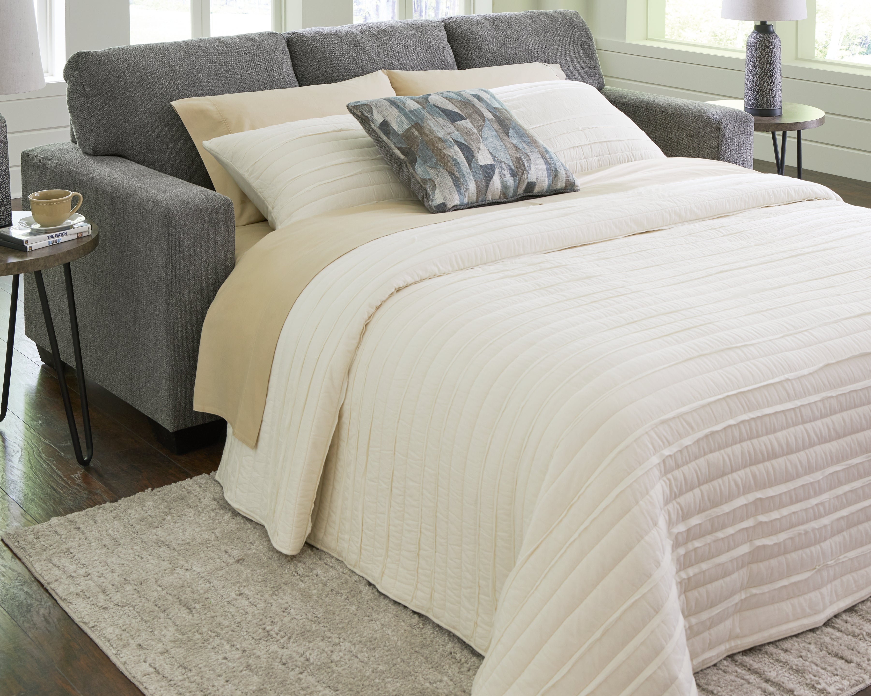 Elite Furniture Outlet - Ashley Furniture - Deltona Living Room - Queen Sofa Sleeper / Graphite - 5120539