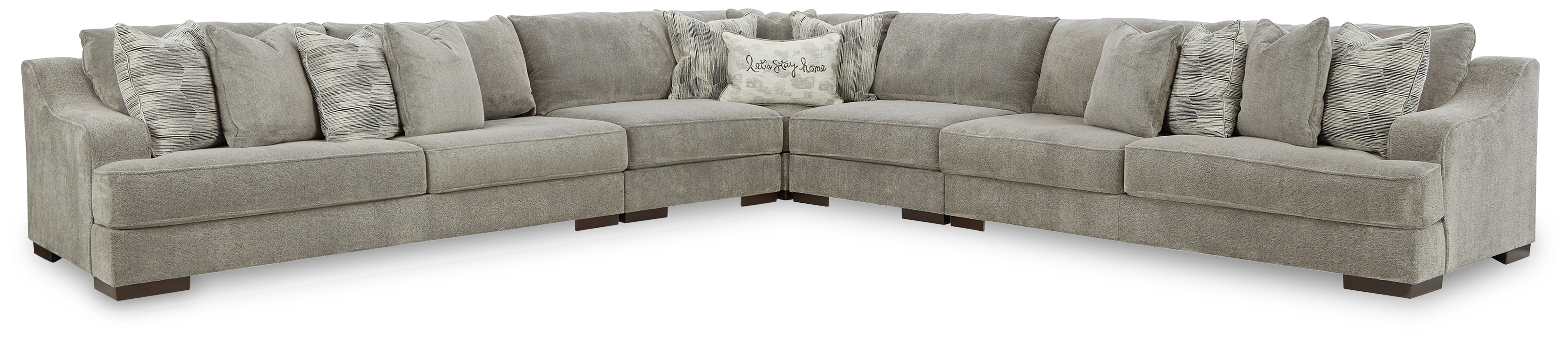 Elite Furniture Outlet - Ashley Furniture - Bayless Sectional - LAF 5-Piece Sectional / Smoke - 52304S3