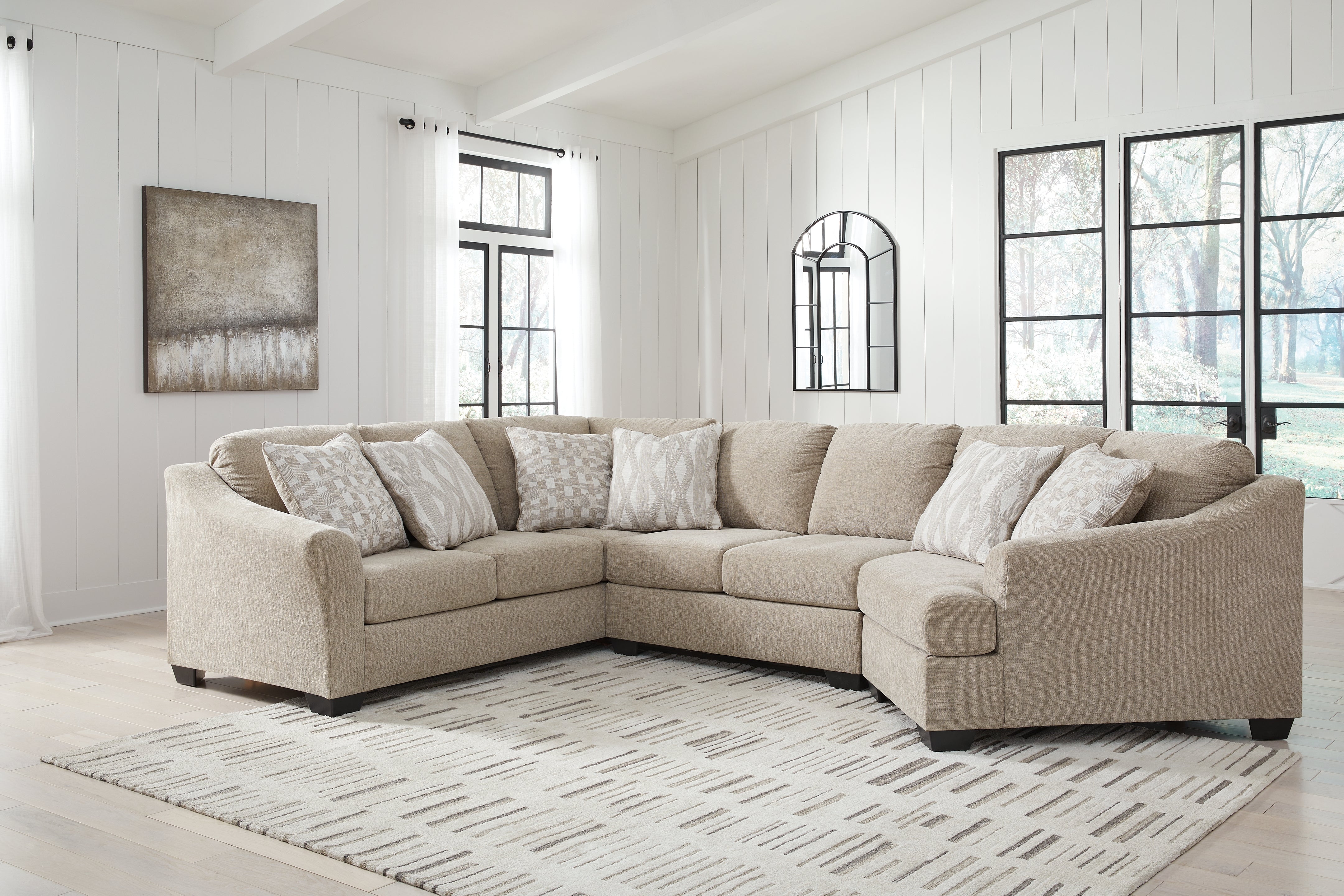 Elite Furniture Outlet - Ashley Furniture - Brogan Bay Sectional - LAF 3-Piece Sectional with Cuddler / Cork - 52705S1