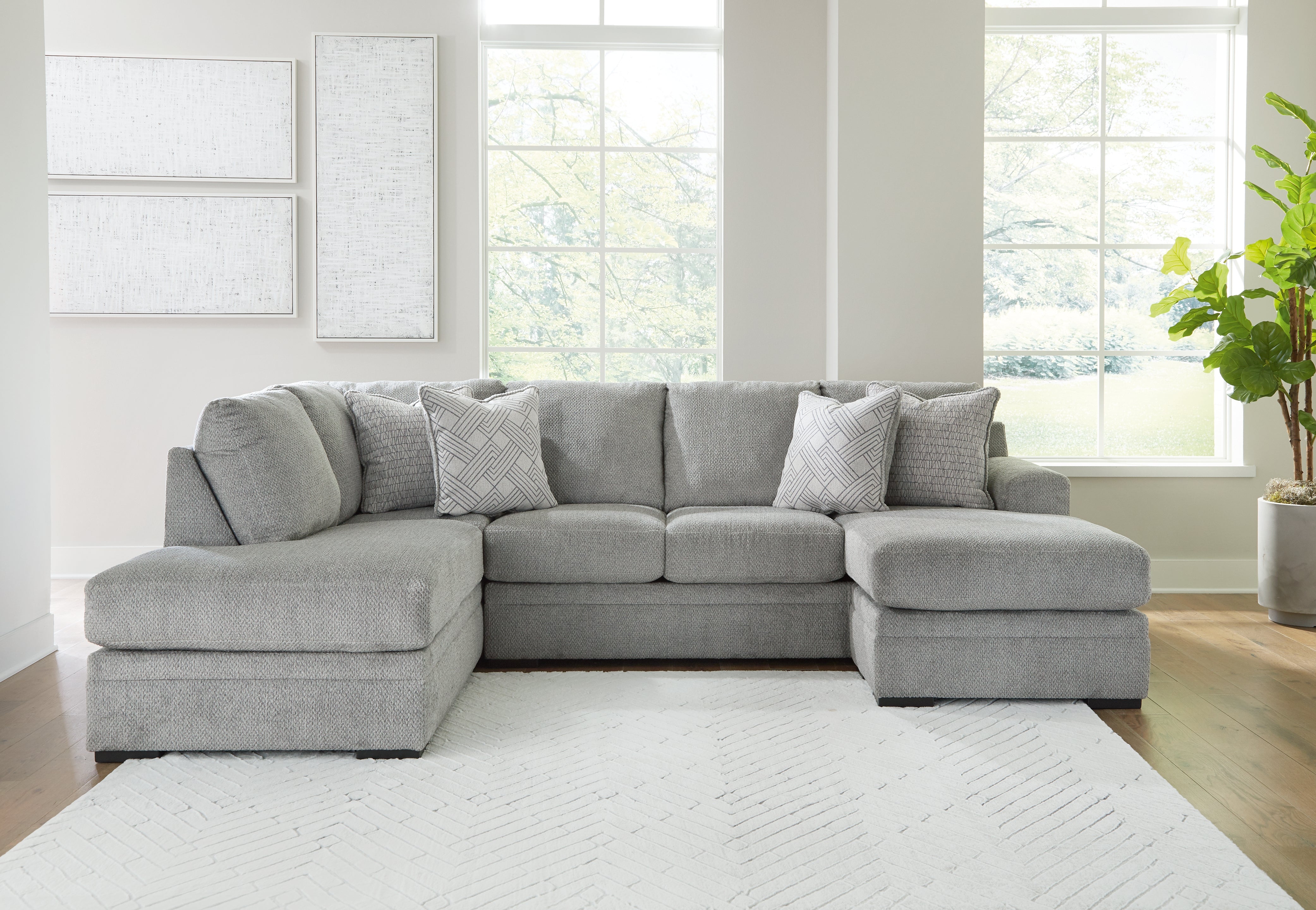 Elite Furniture Outlet - Ashley Furniture - Casselbury Sectional - RAF 2-Piece Sectional with Chaise / Cement - 52906S2